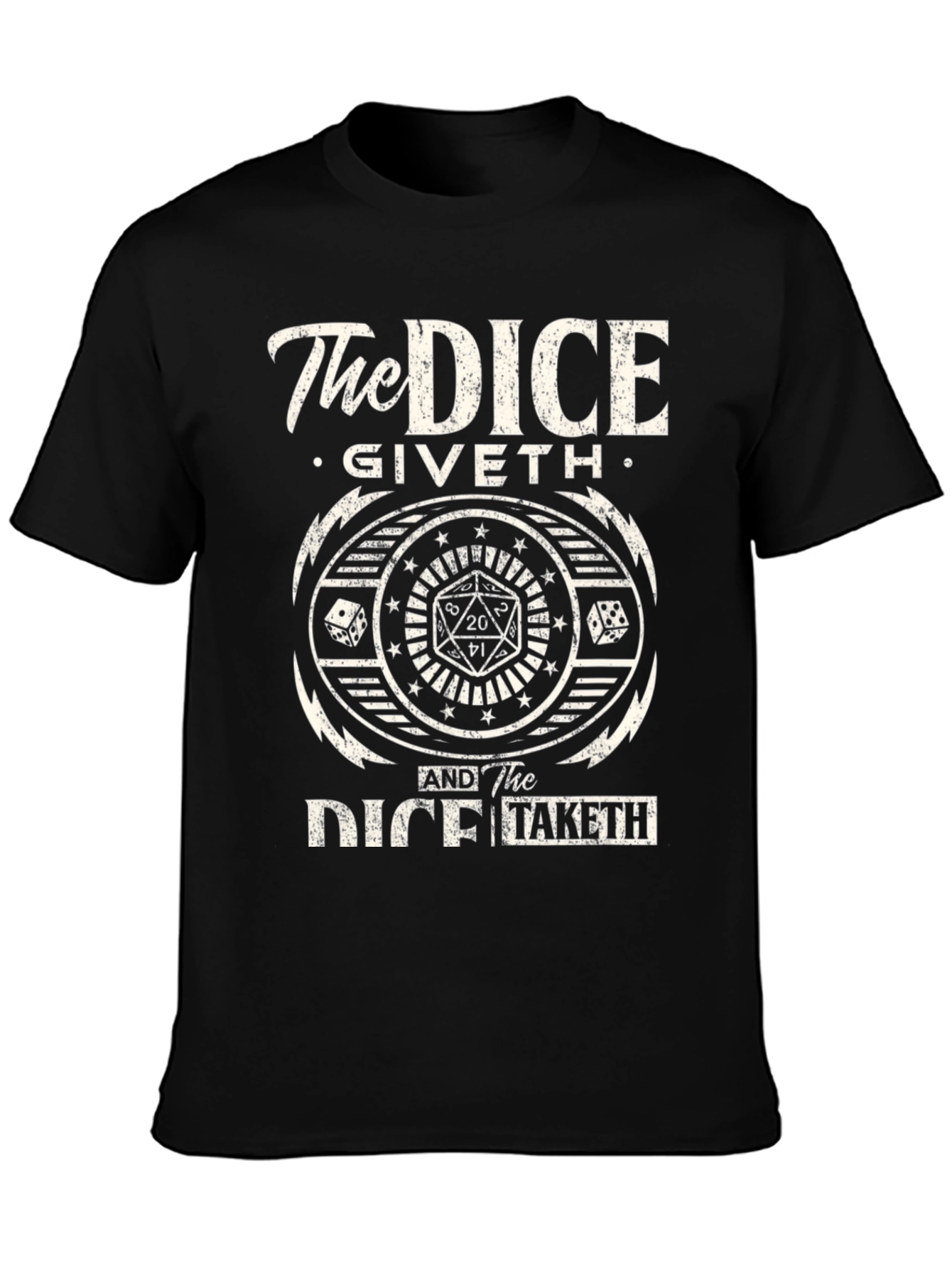 The Dice Giveth and Taketh Black Graphic Tee