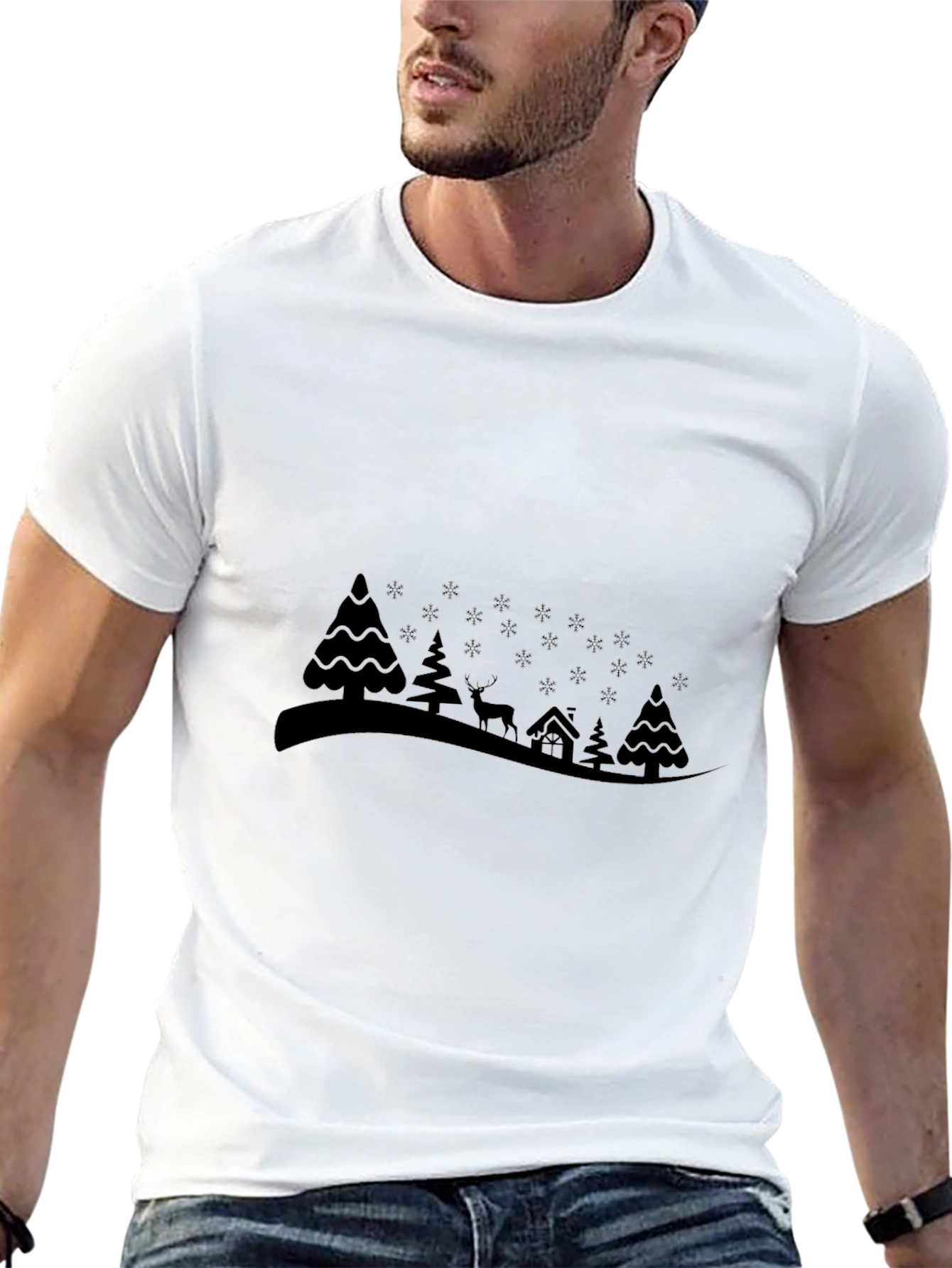 Winter Scene Black T-Shirt