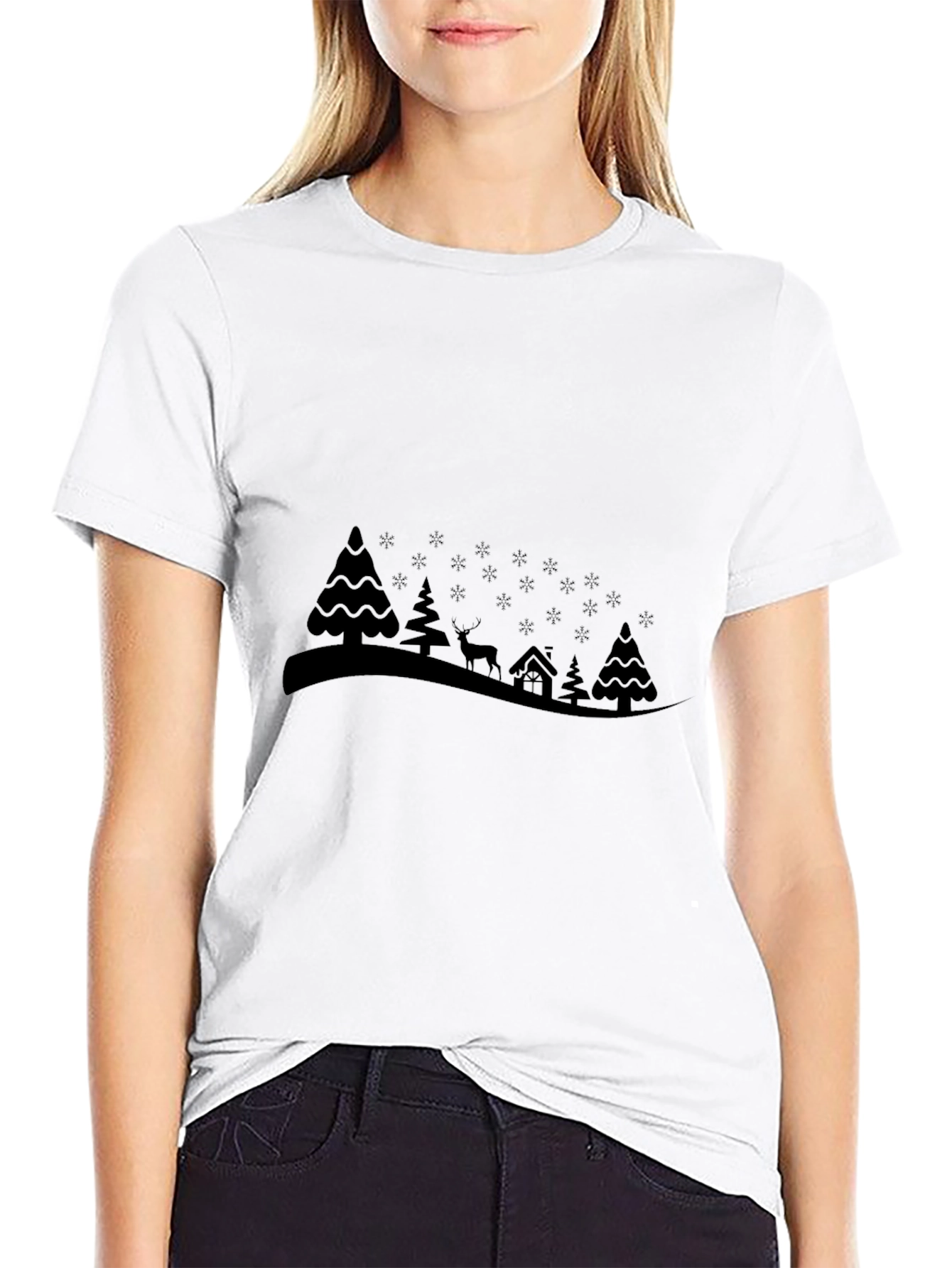 Winter Scene Black T-Shirt