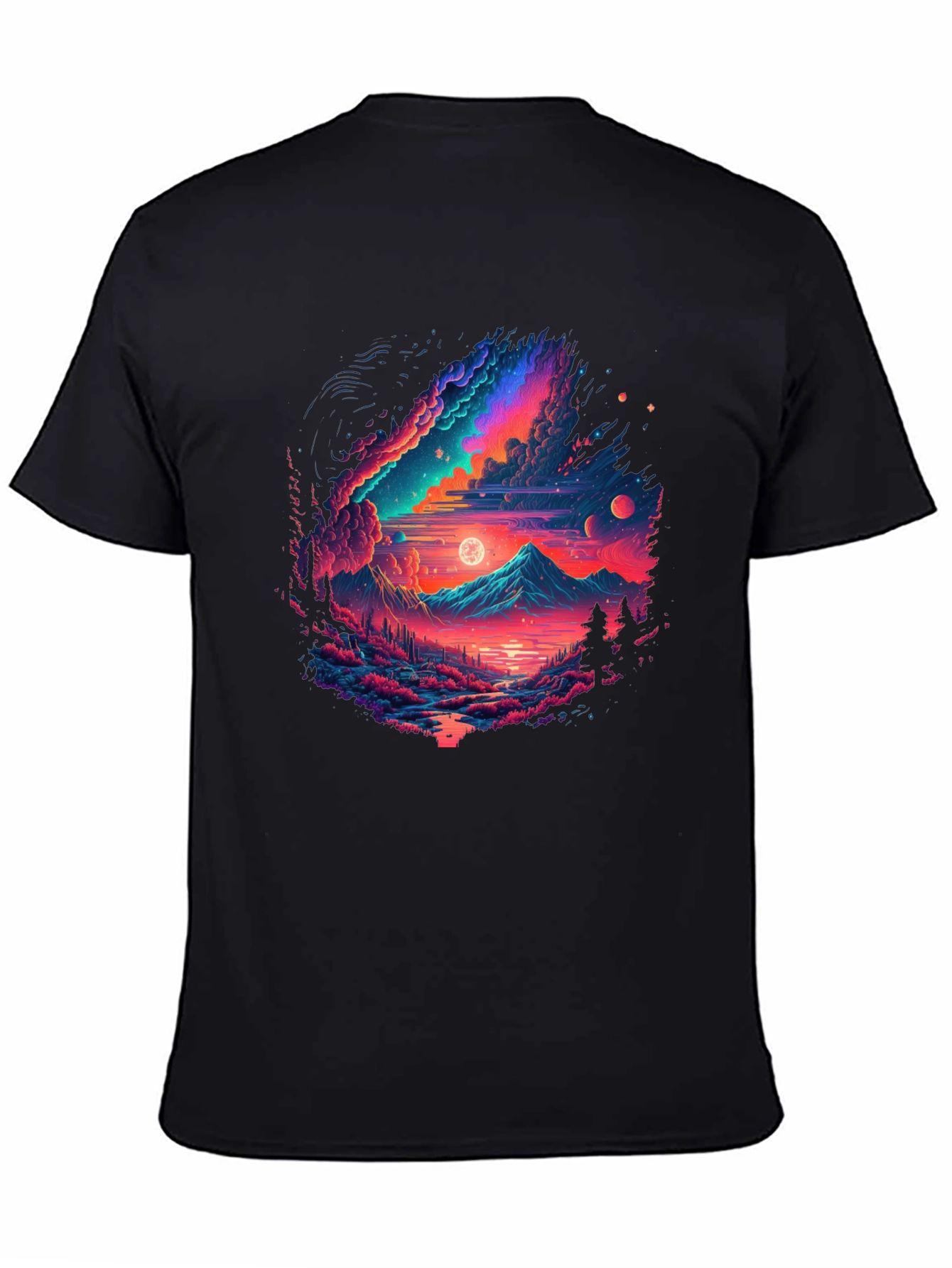 Neon Galaxy Graphic T-Shirt - Unisex Black Tee