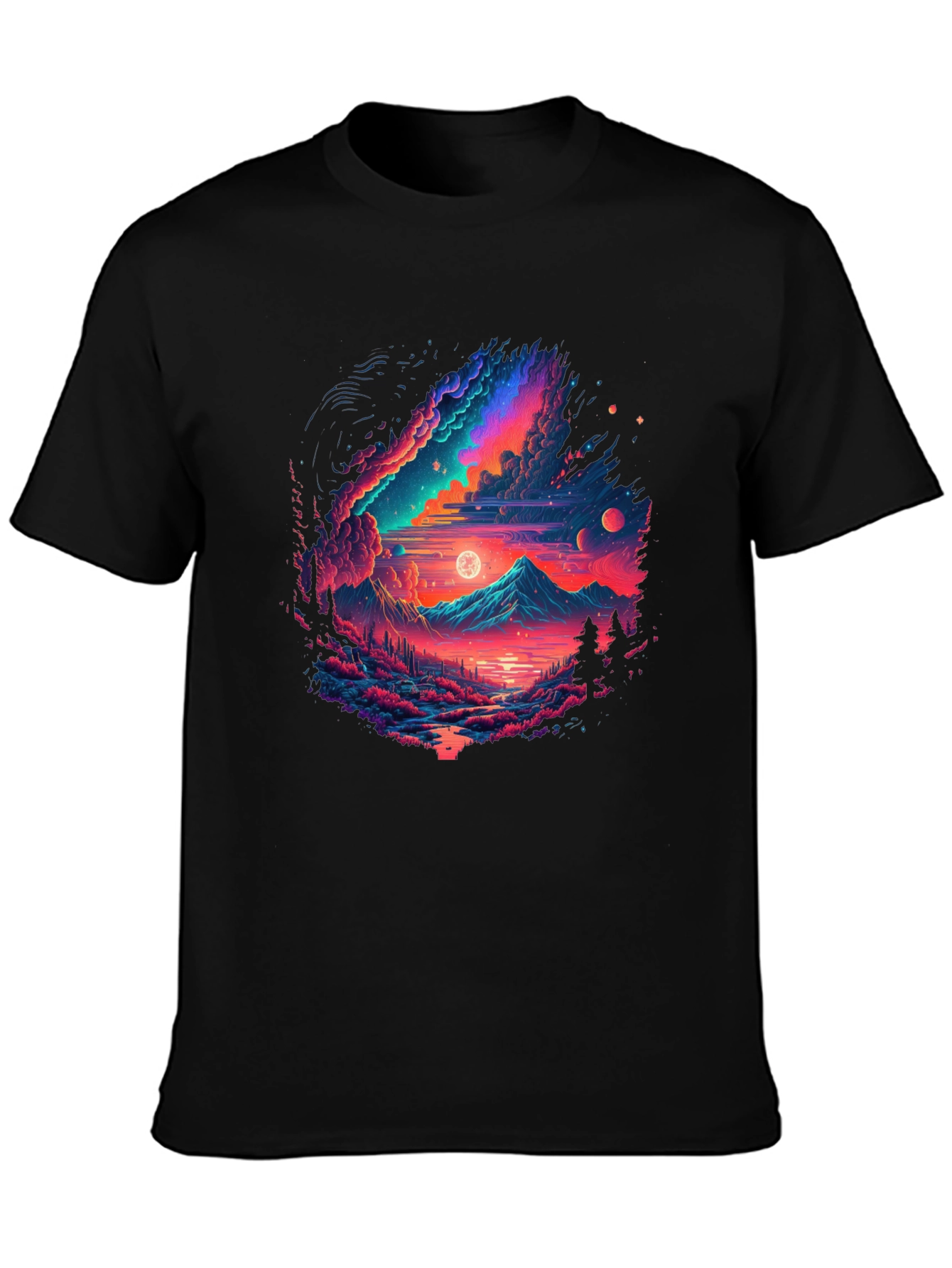 Neon Galaxy Graphic T-Shirt - Unisex Black Tee