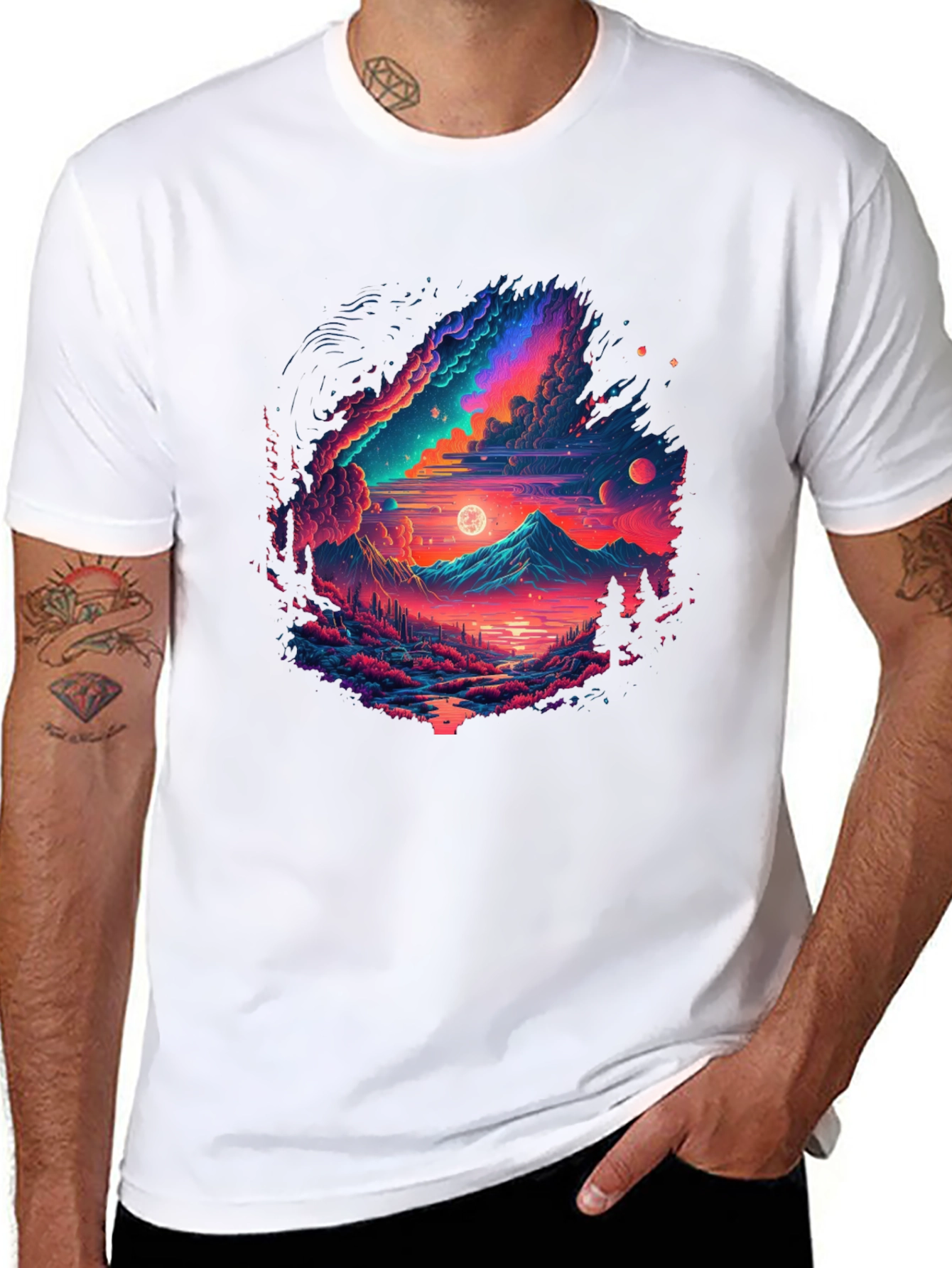 Neon Galaxy Graphic T-Shirt - Unisex Black Tee