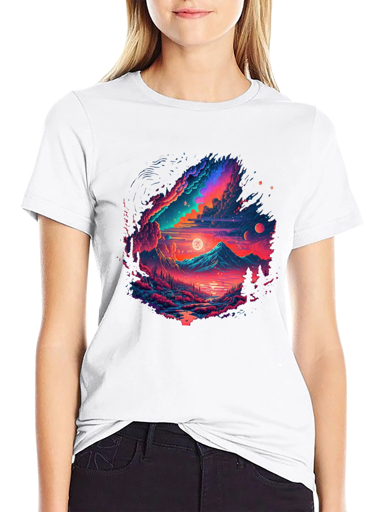 Neon Galaxy Graphic T-Shirt - Unisex Black Tee