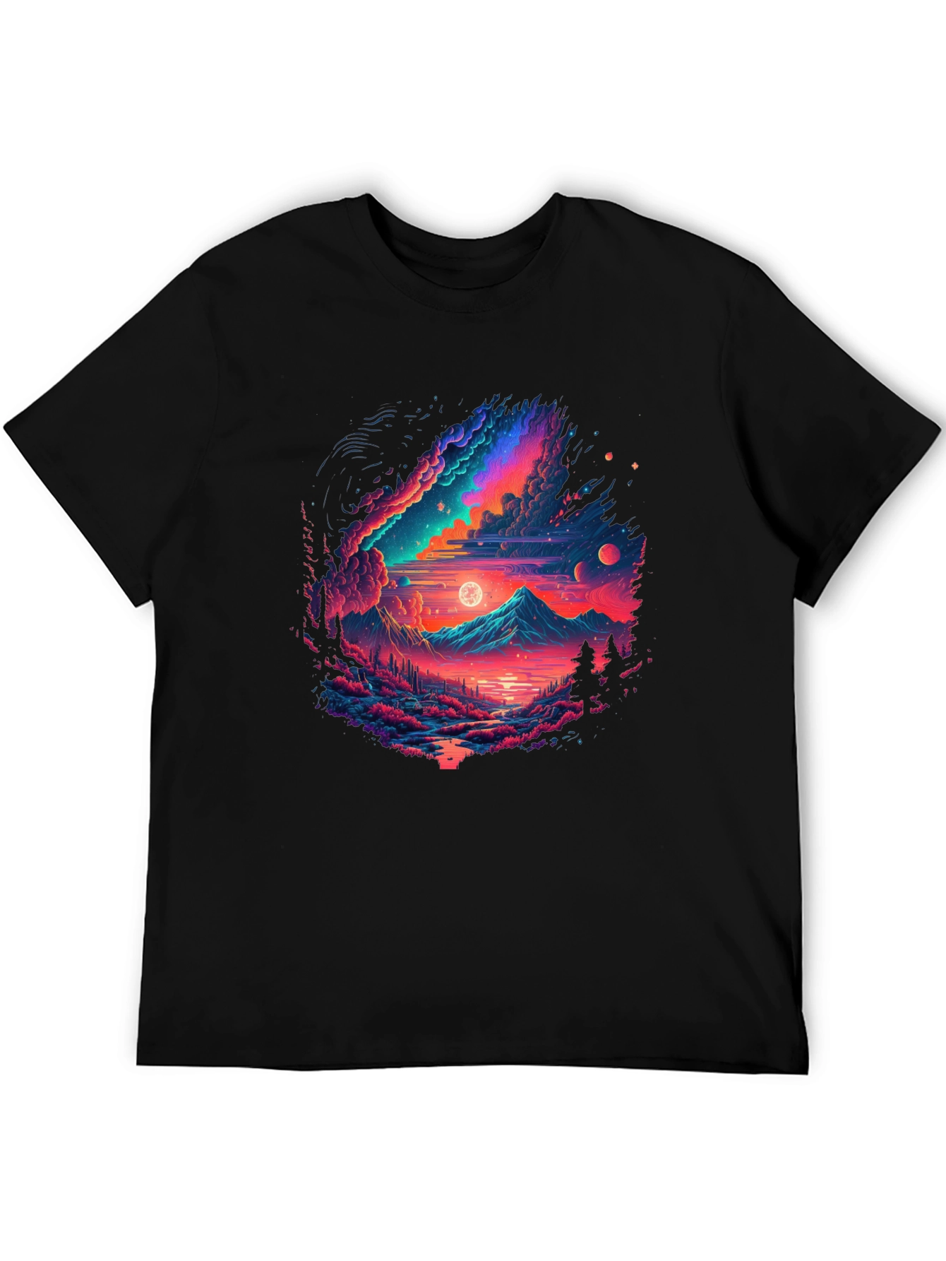 Neon Galaxy Graphic T-Shirt - Unisex Black Tee