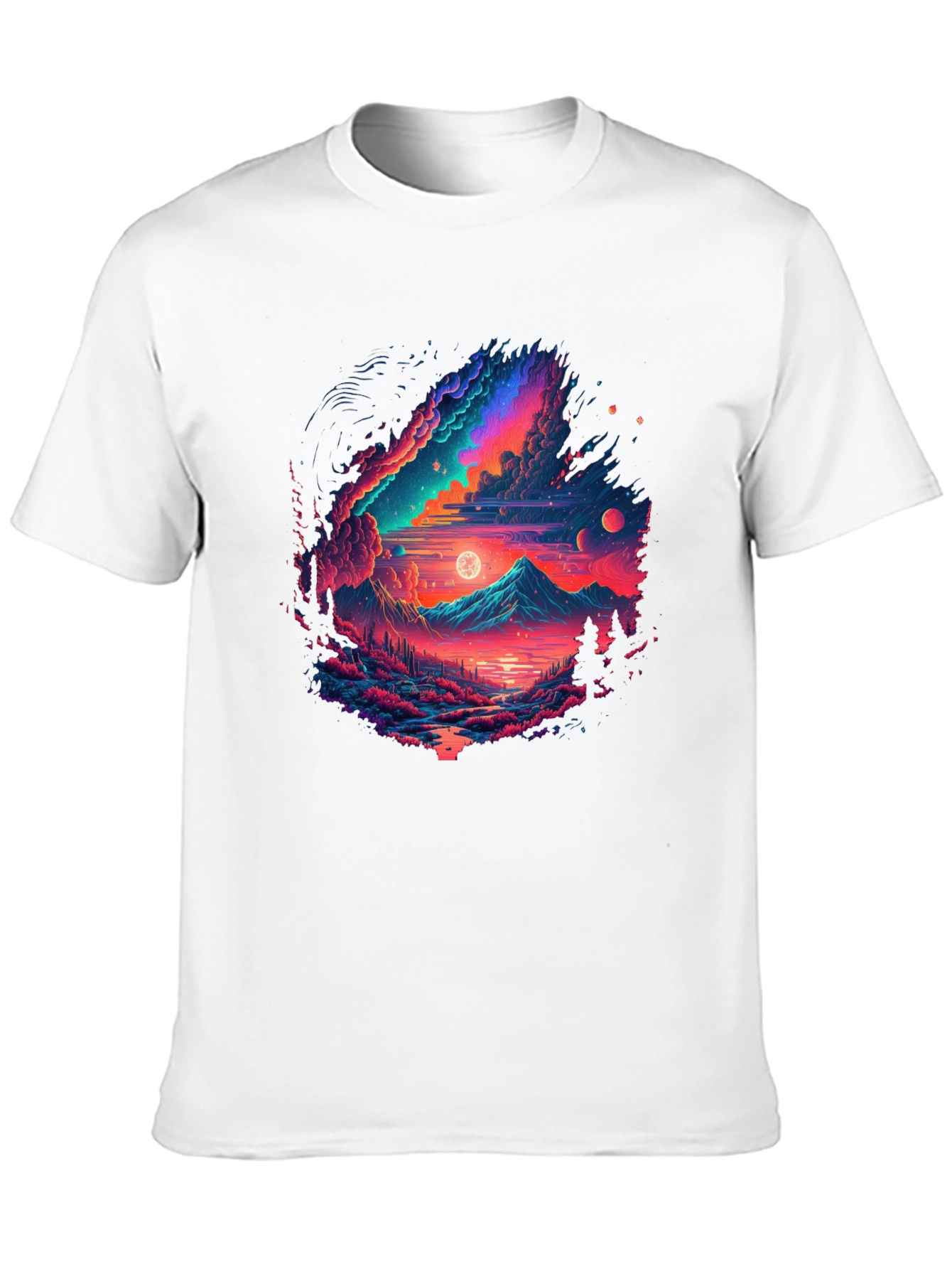 Neon Galaxy Graphic T-Shirt - Unisex Black Tee