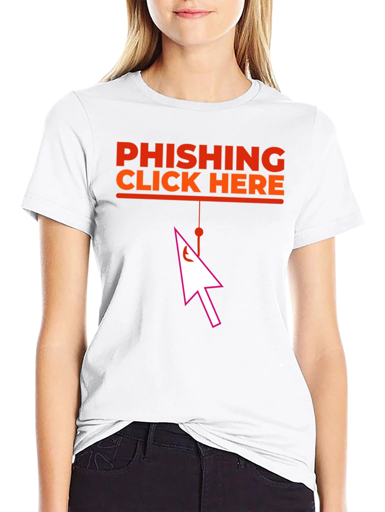 Phishing Click Here Black Graphic T-Shirt