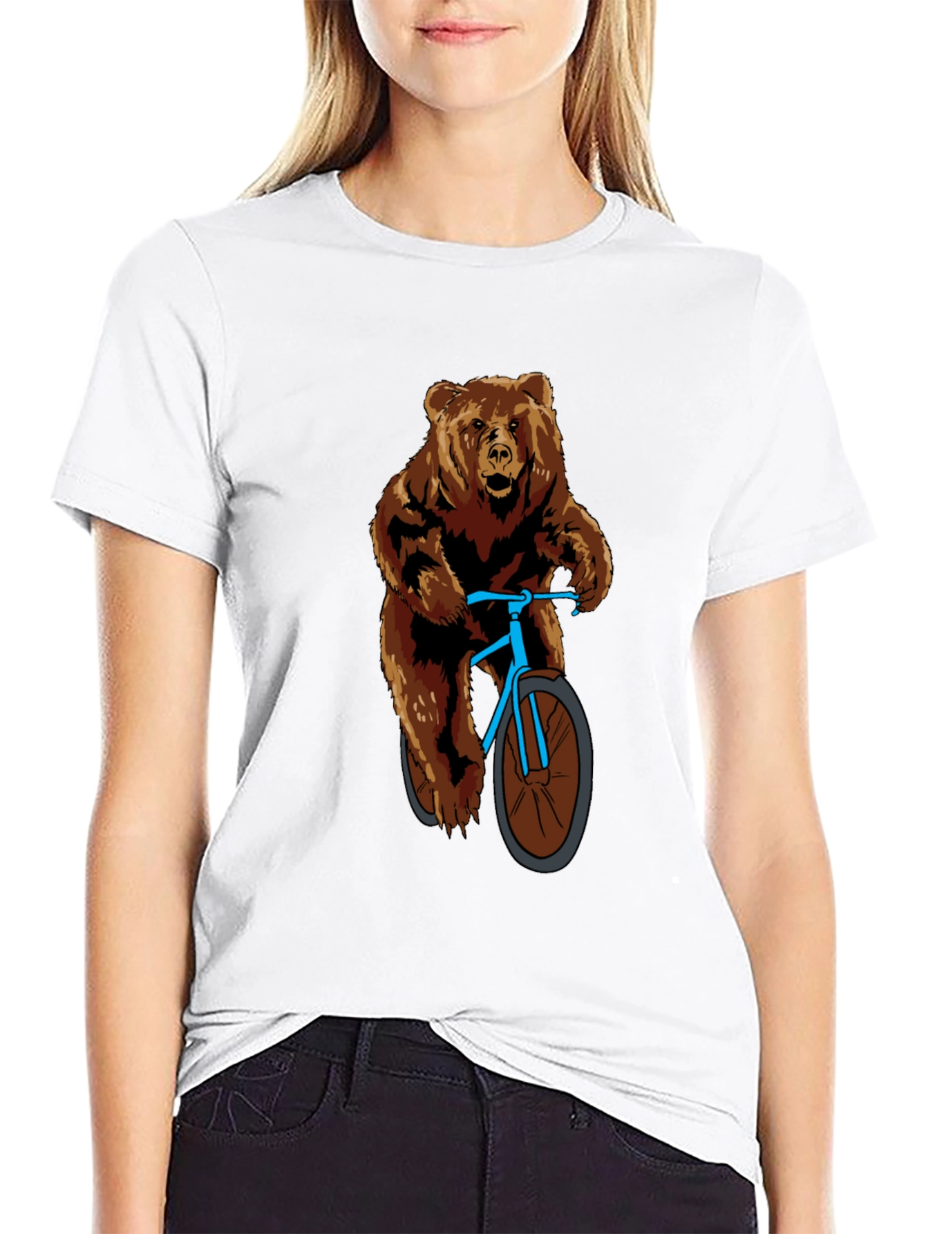 Bear on Bike Graphic T-Shirt - Cool Animal Tee