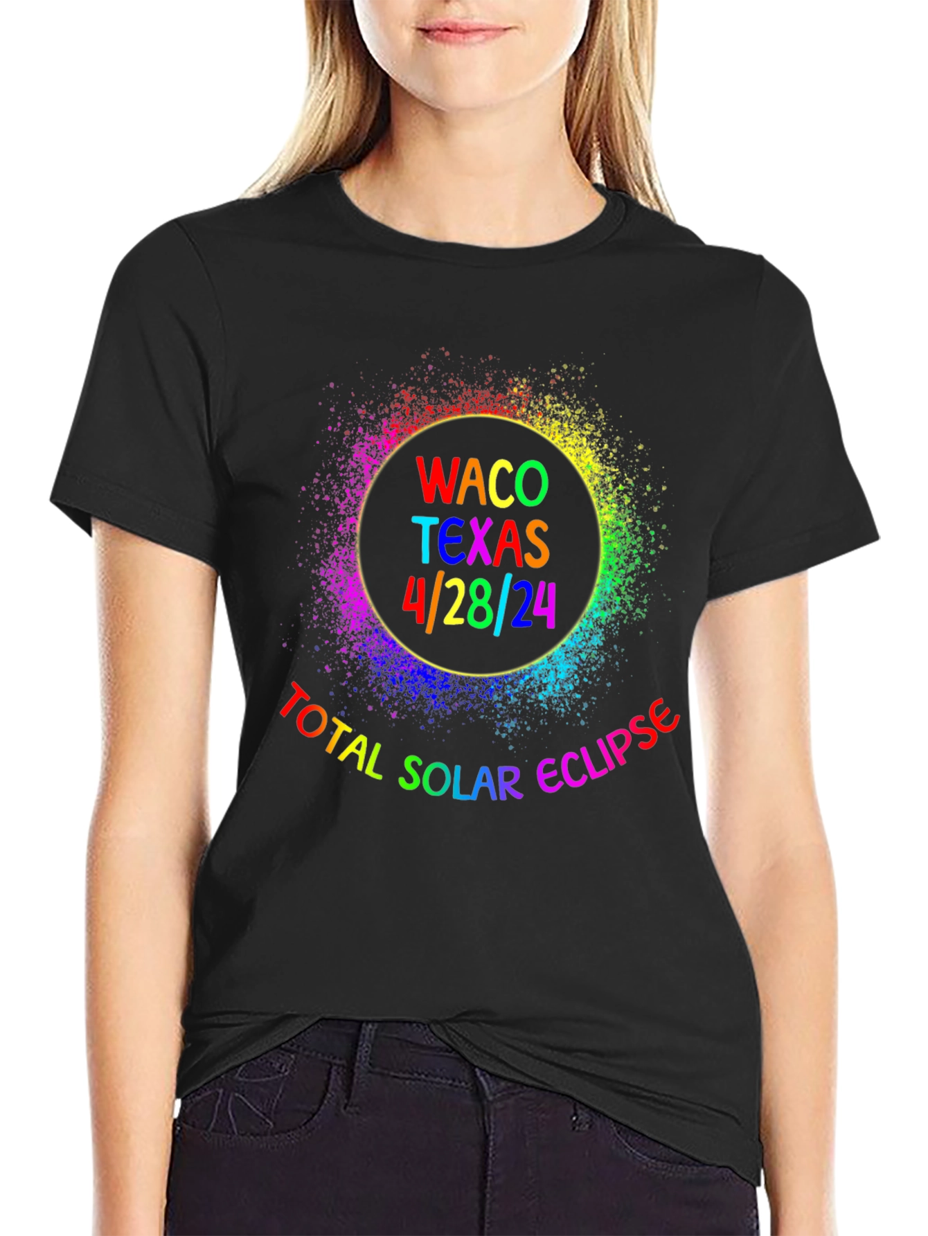Total Solar Eclipse Waco Texas 4/28/24 Black T-Shirt
