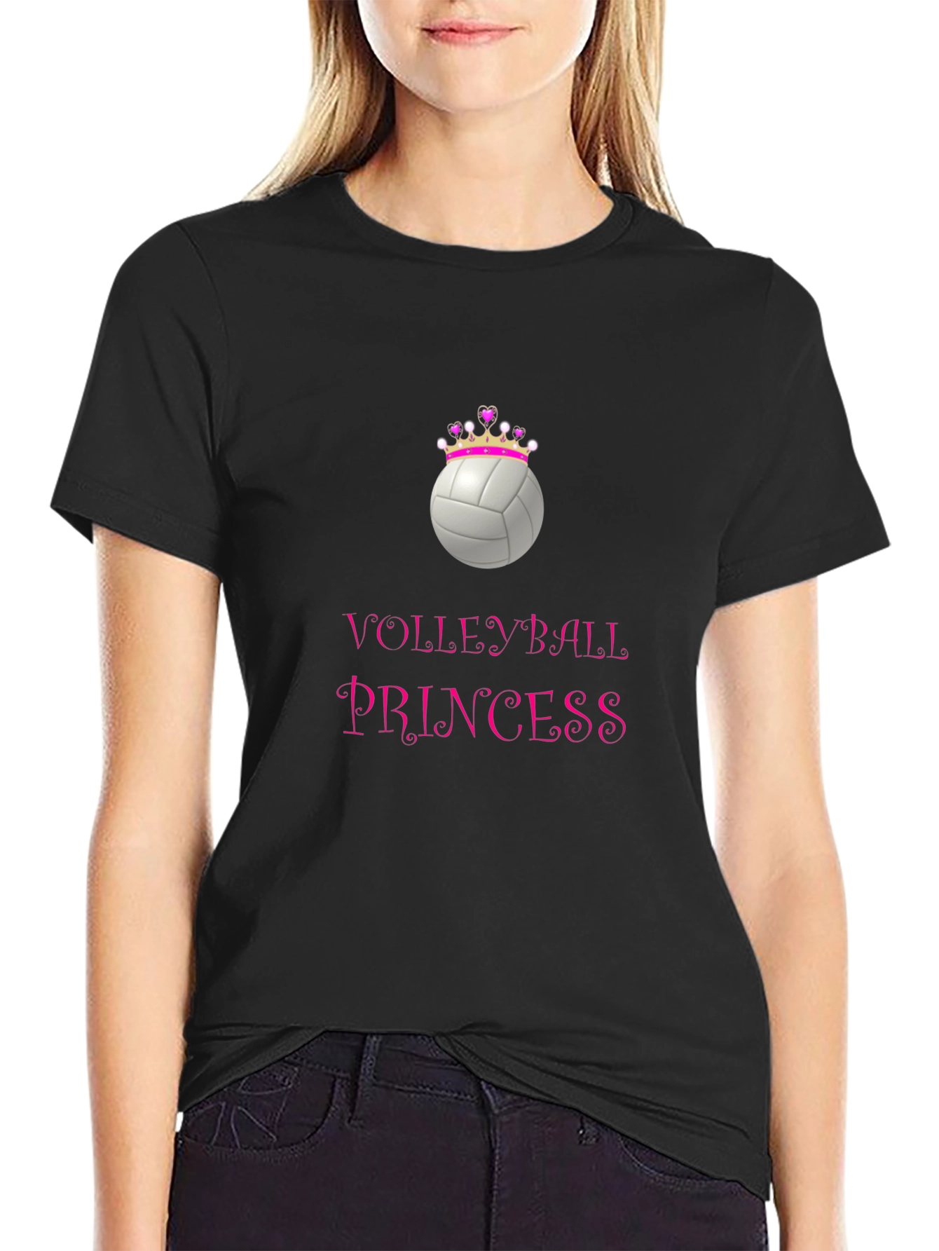 Volleyball Princess Graphic Tee - Sporty Crown Design