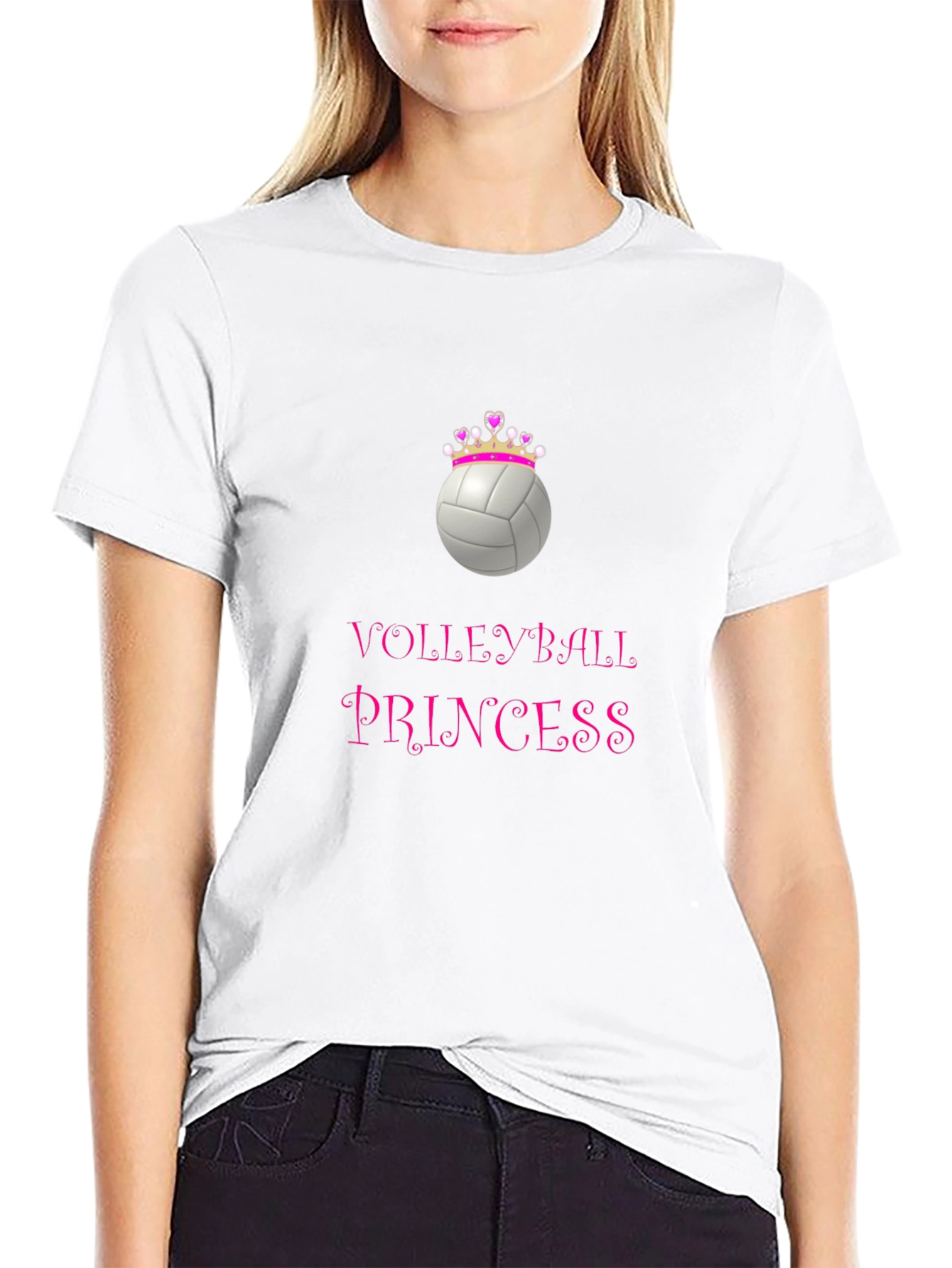 Volleyball Princess Graphic Tee - Sporty Crown Design