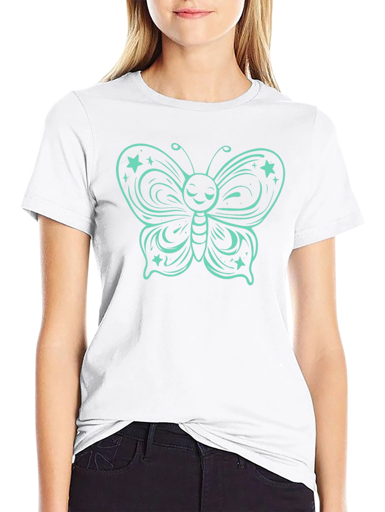 Butterfly Graphic Tee - Black Cotton T-Shirt