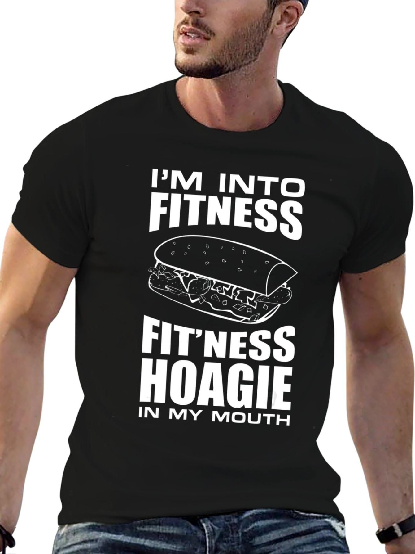 Fitness Hoagie Graphic Tee - Novelty T-Shirt