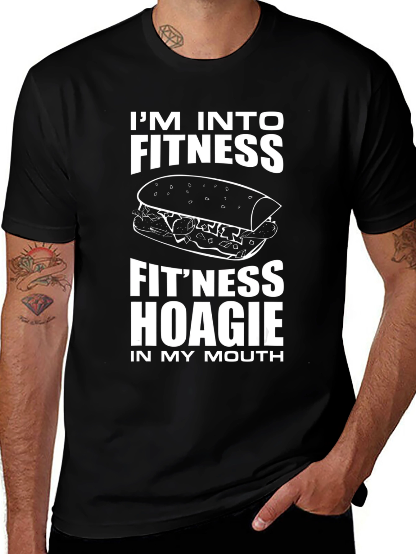 Fitness Hoagie Graphic Tee - Novelty T-Shirt