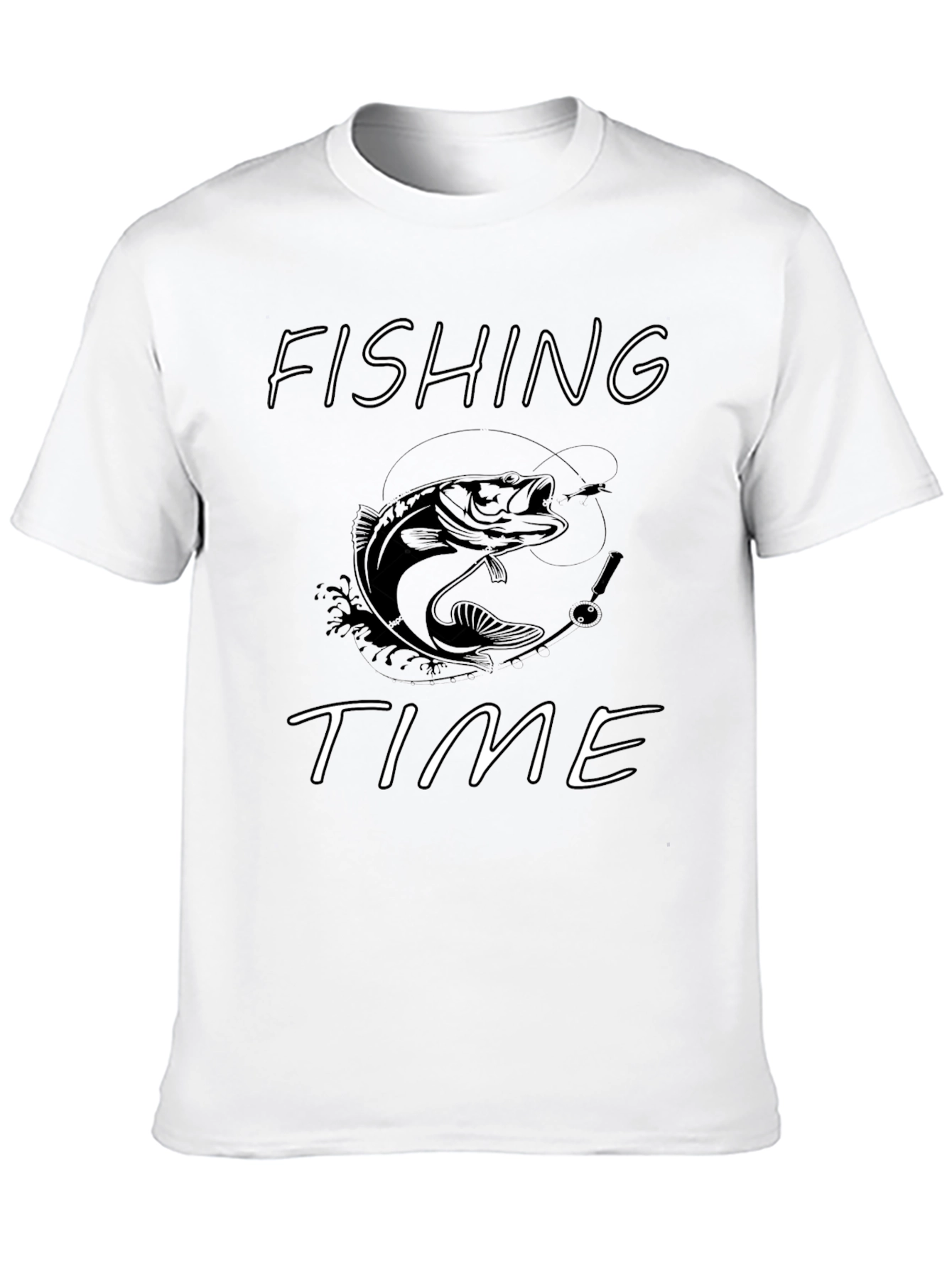 Fishing Time Graphic T-Shirt - Black Cotton Tee