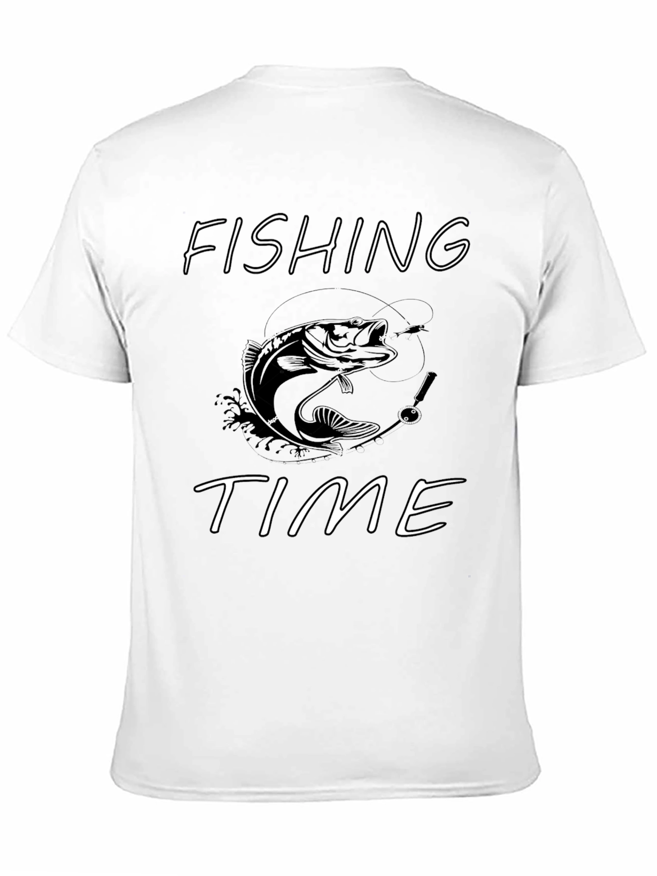 Fishing Time Graphic T-Shirt - Black Cotton Tee