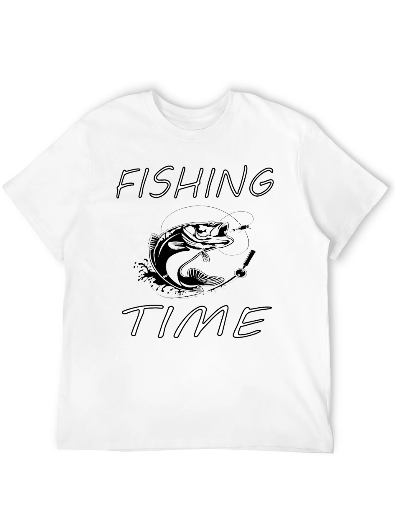 Fishing Time Graphic T-Shirt - Black Cotton Tee