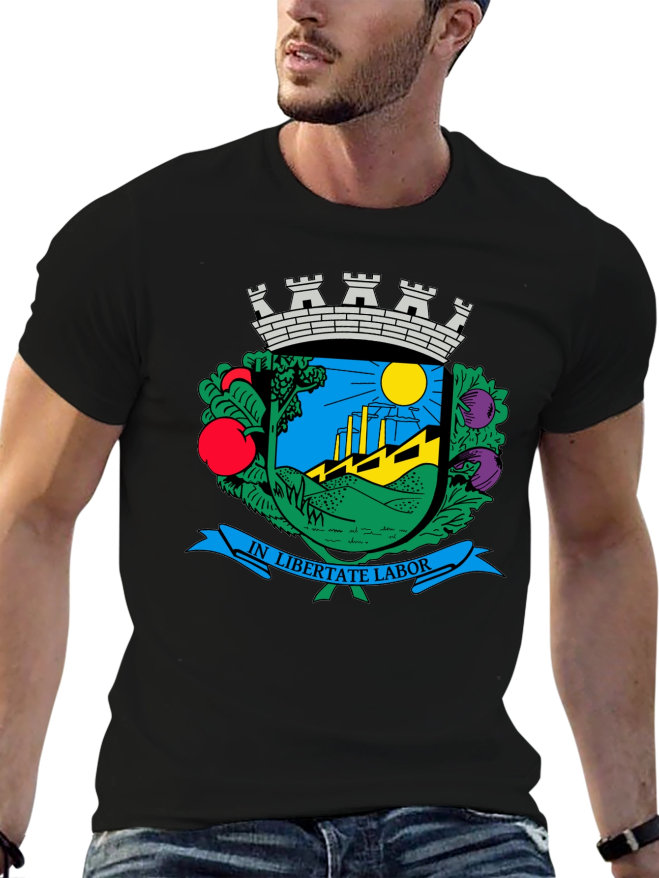 Coat of Arms Black T-Shirt - Classic Design