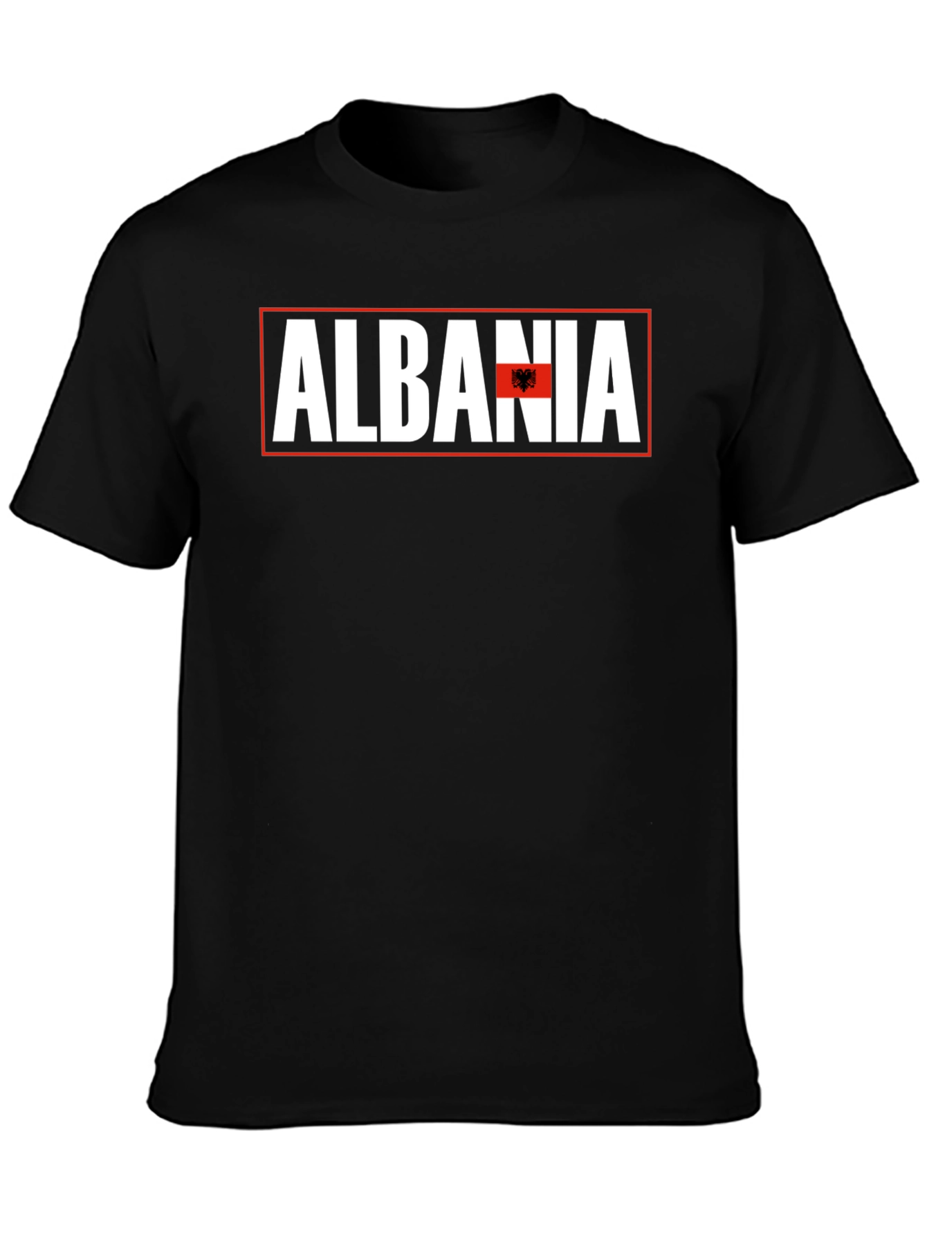 Albania Flag Graphic T-Shirt - Mens Black Tee
