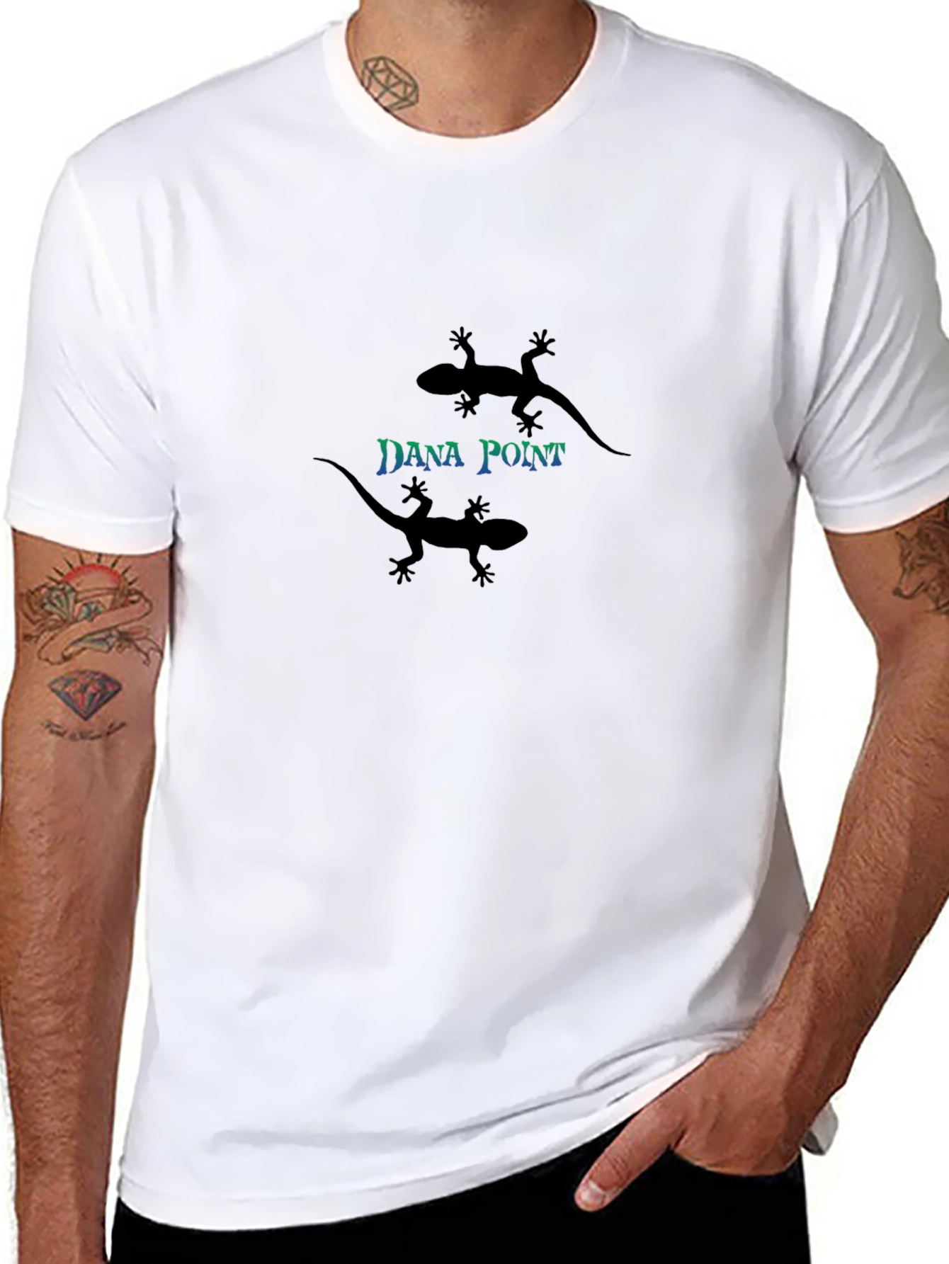 Dana Point Lizard Graphic Tee - Black Cotton Blend