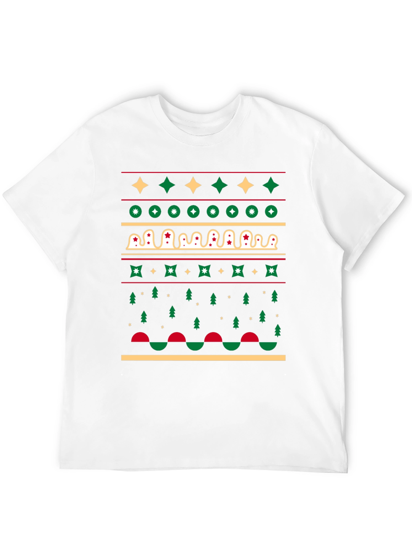 Festive Holiday Pattern Black T-Shirt