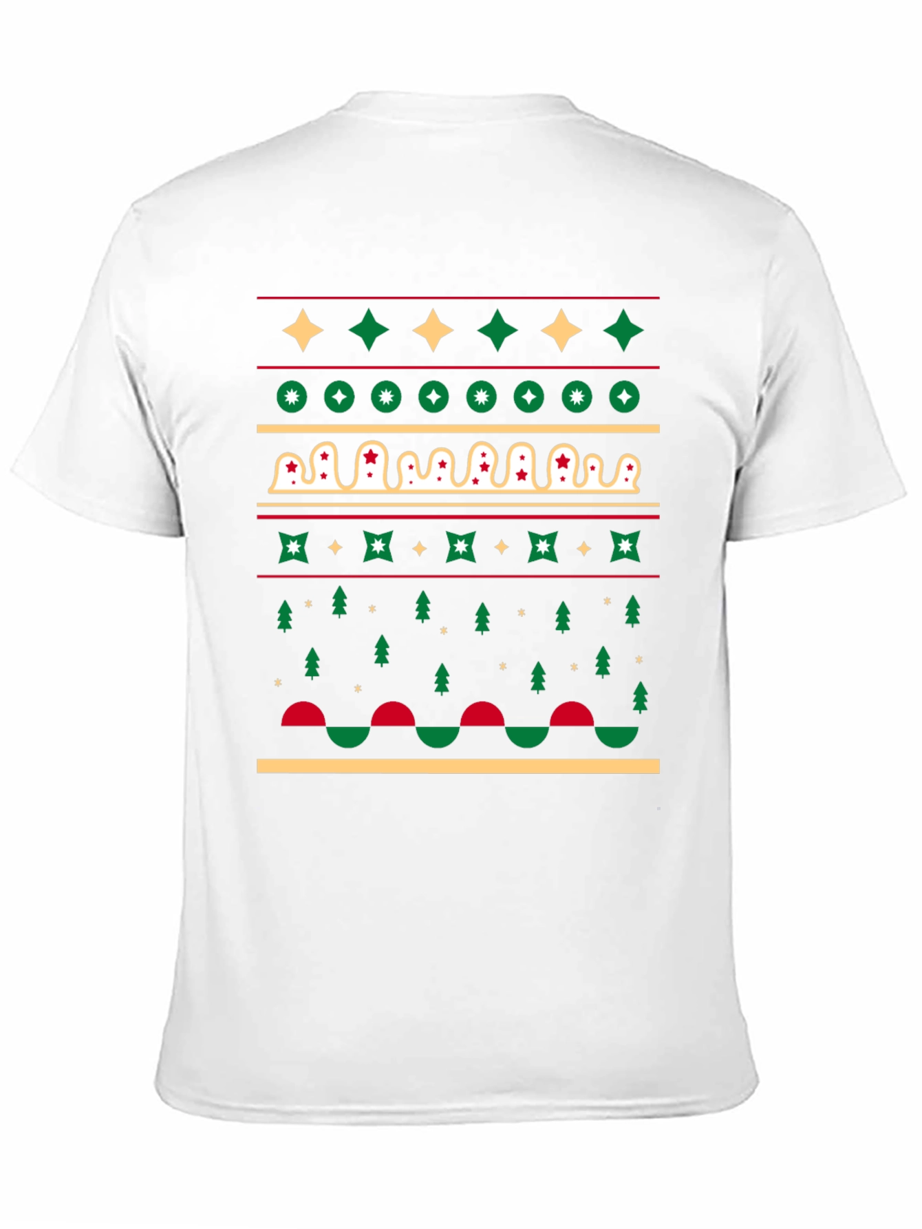 Festive Holiday Pattern Black T-Shirt