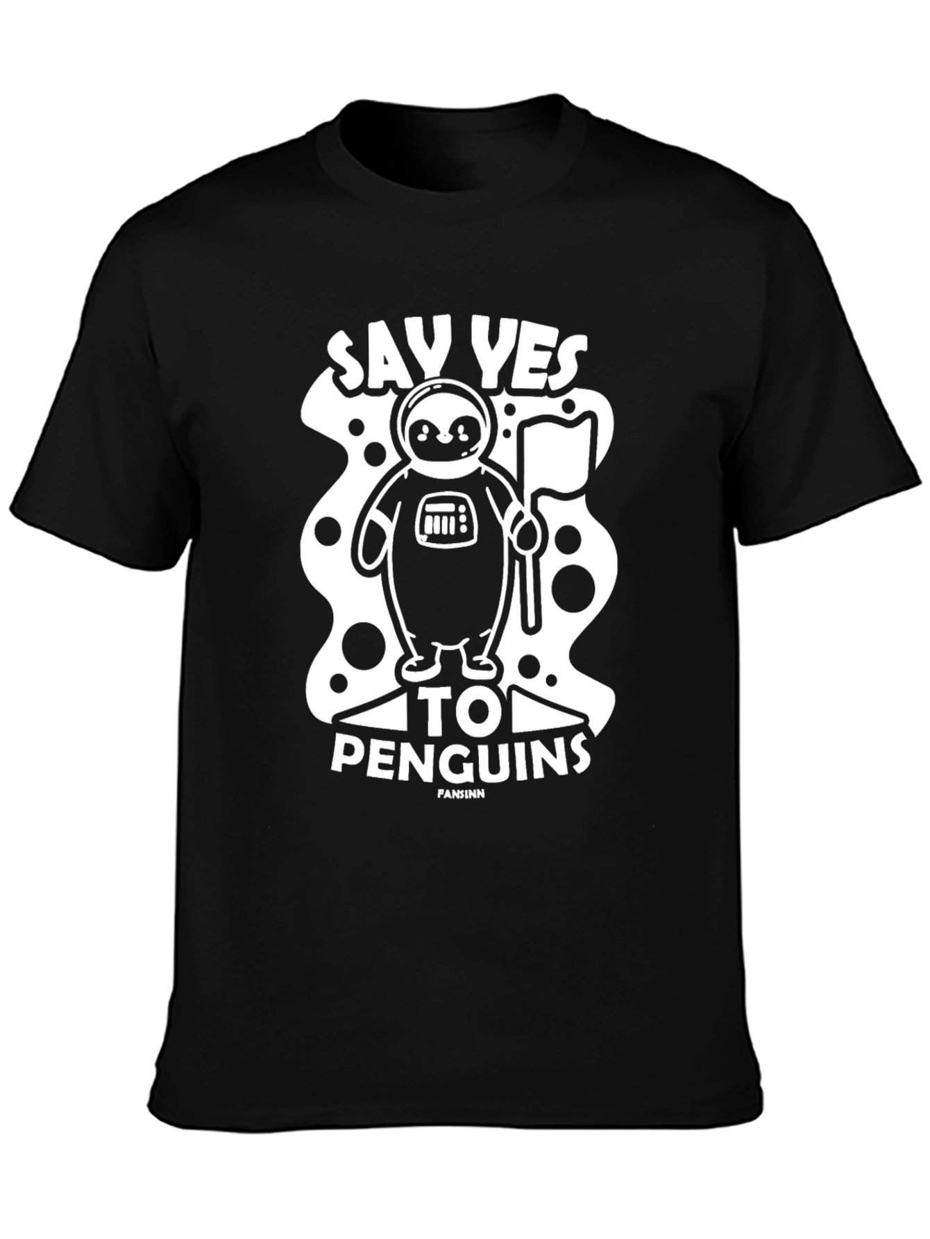 Say Yes To Penguins T-Shirt - Black Crew Neck