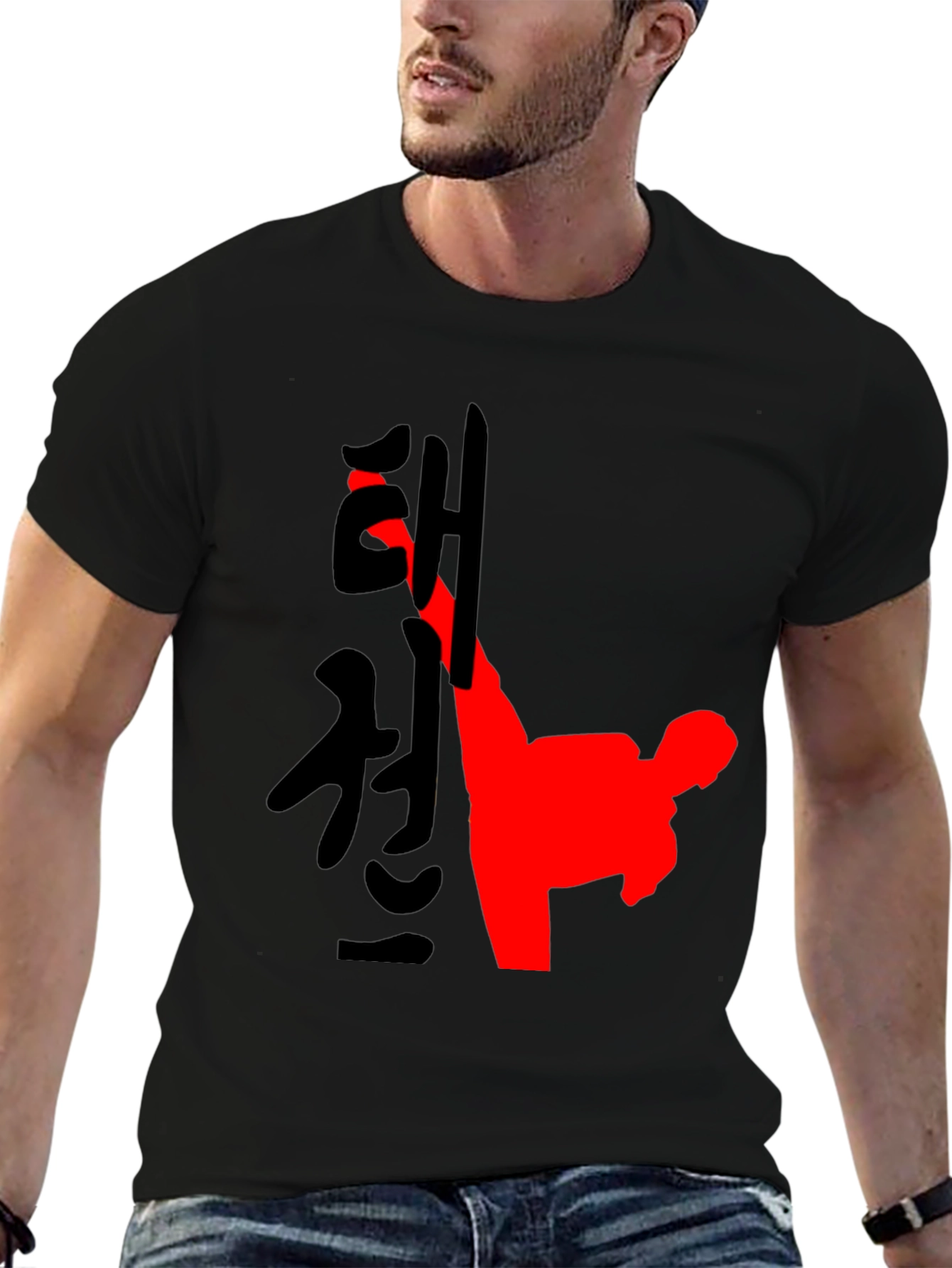 Martial Arts Kick Graphic Tee - Black