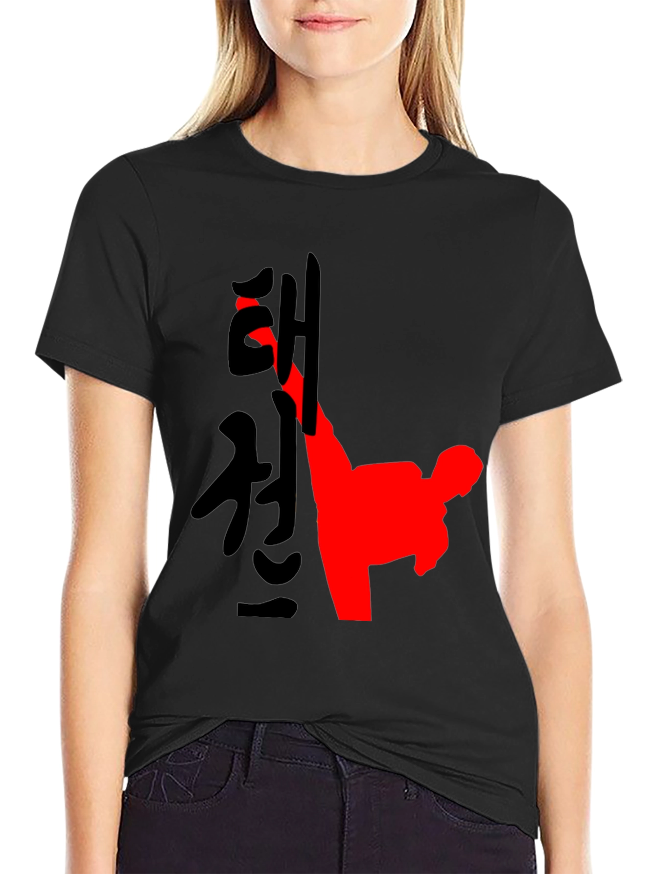 Martial Arts Kick Graphic Tee - Black