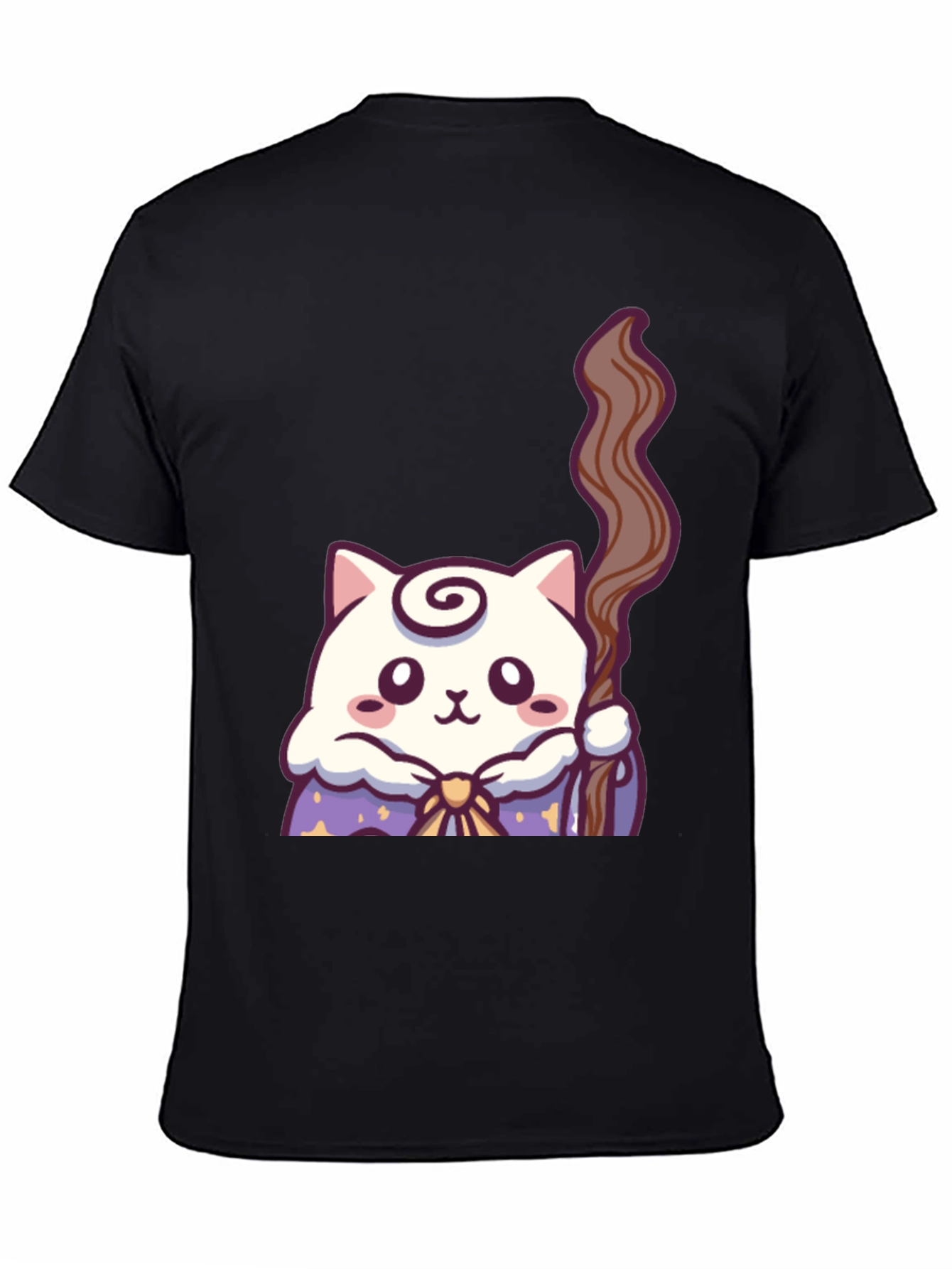 Wizard Cat Graphic T-Shirt - Black
