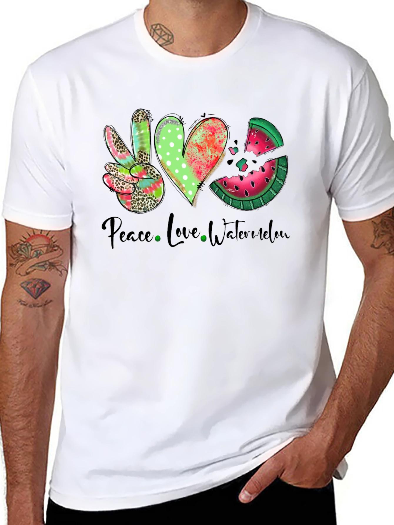 Peace Love Watermelon Graphic T-Shirt