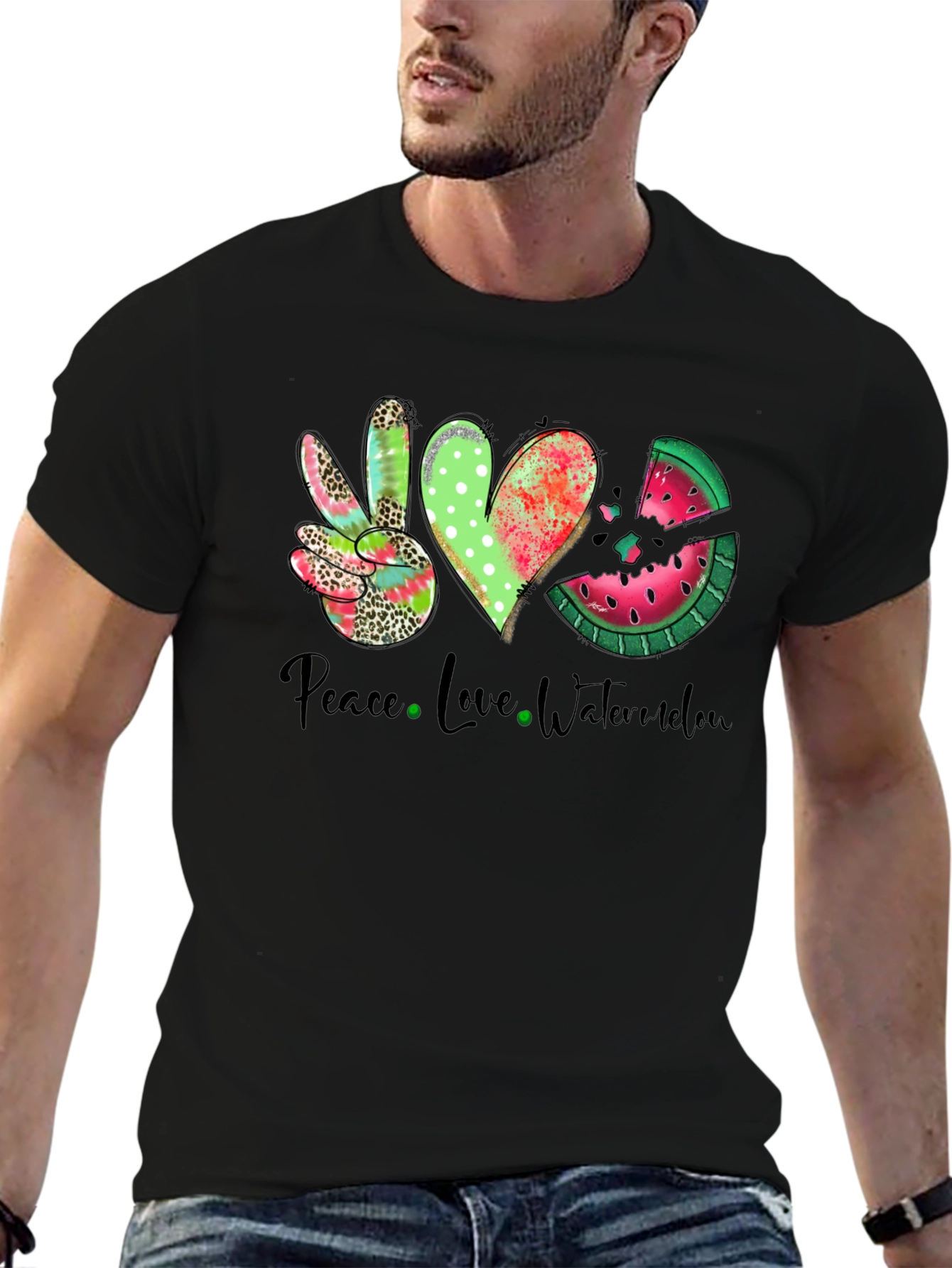 Peace Love Watermelon Graphic T-Shirt