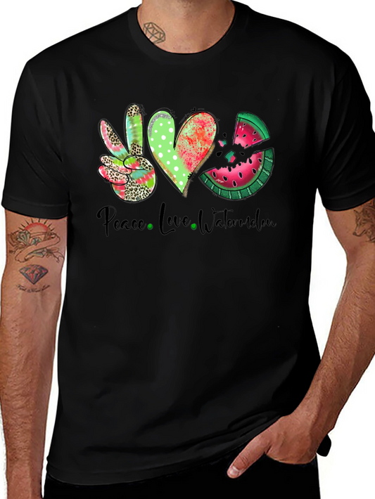 Peace Love Watermelon Graphic T-Shirt