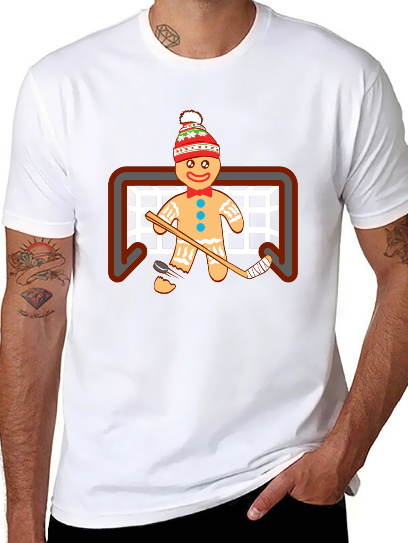 Gingerbread Hockey T-Shirt - Holiday Fun!