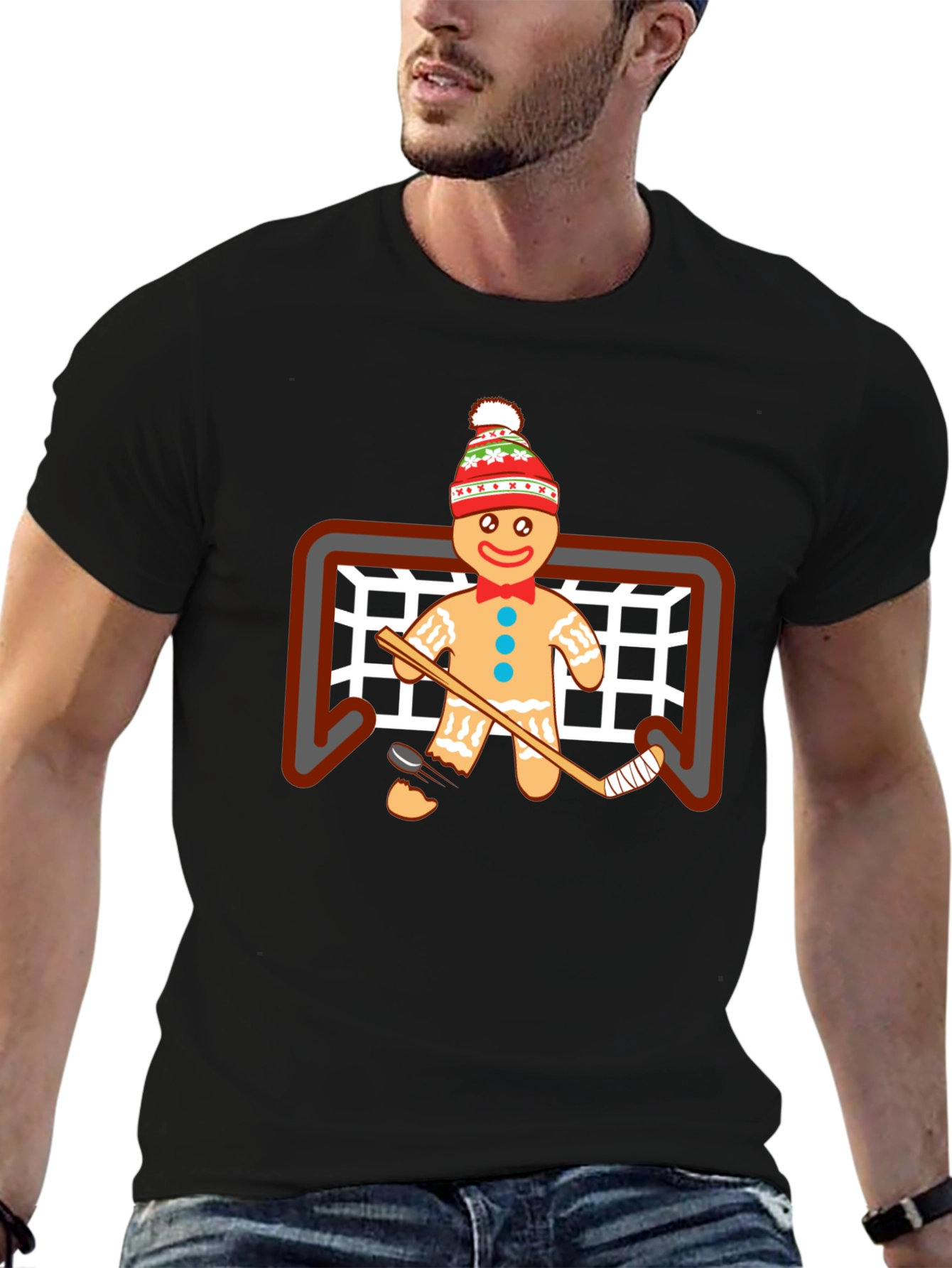 Gingerbread Hockey T-Shirt - Holiday Fun!