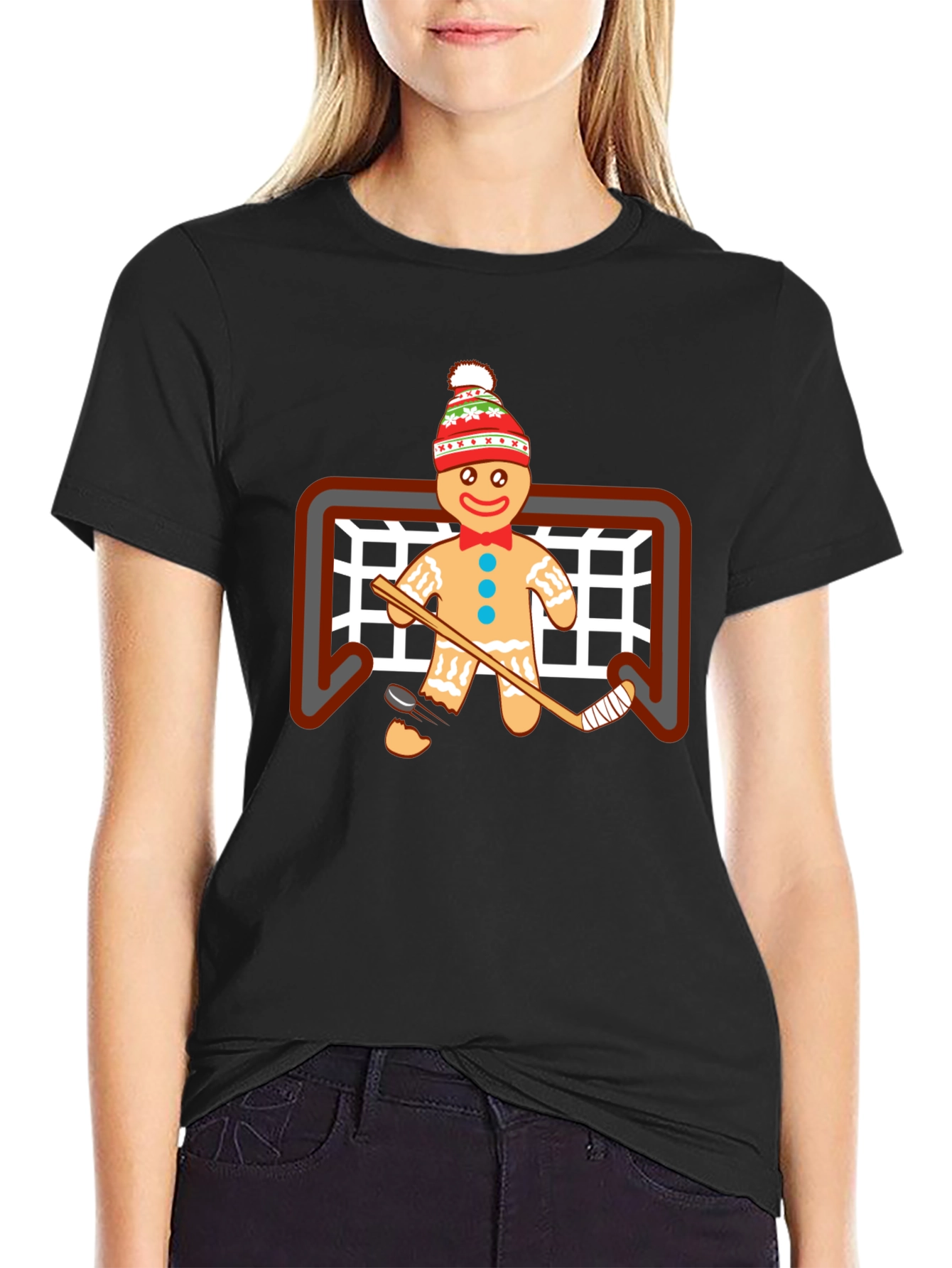 Gingerbread Hockey T-Shirt - Holiday Fun!