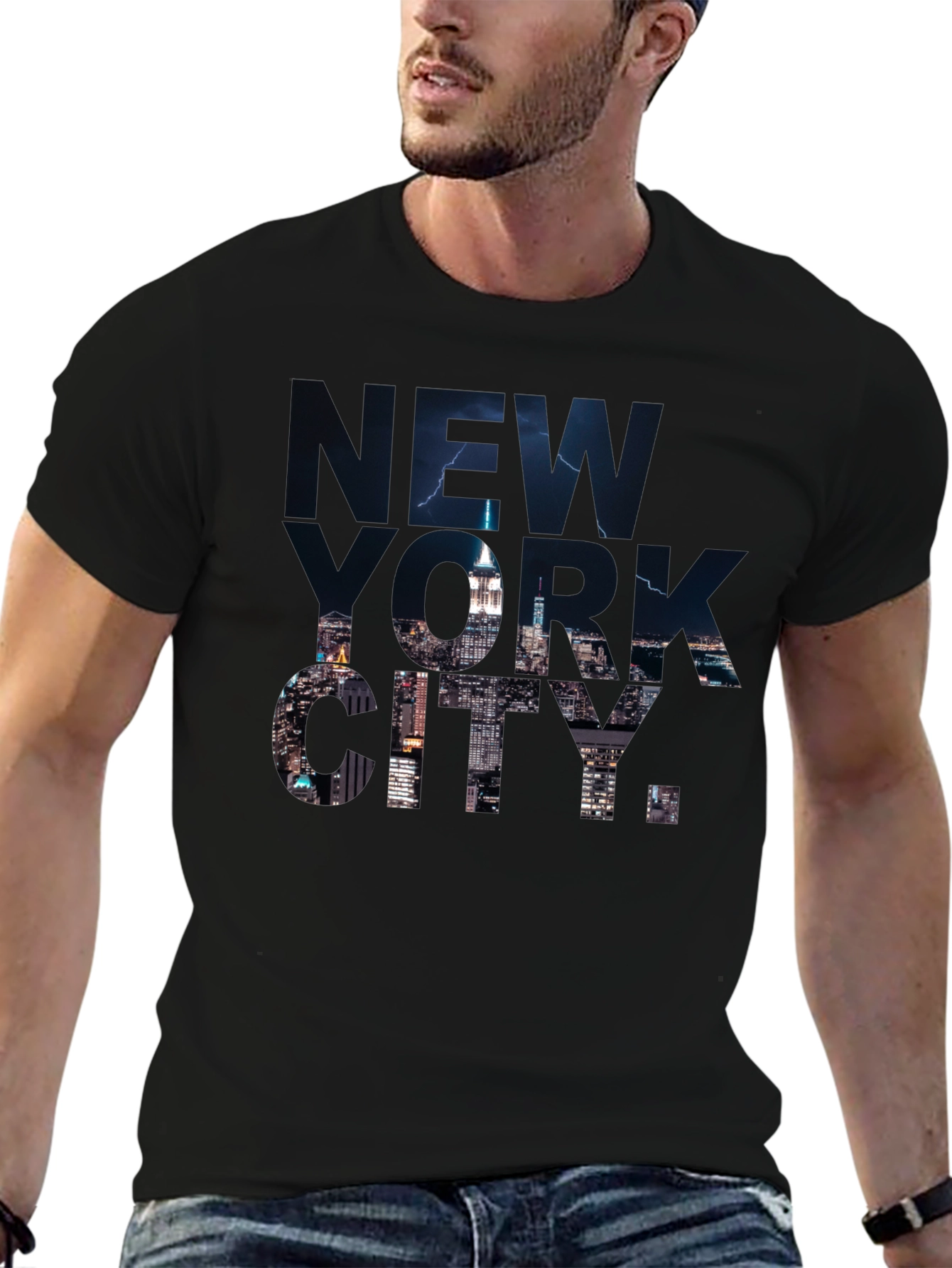 New York City Skyline Graphic Tee - Black