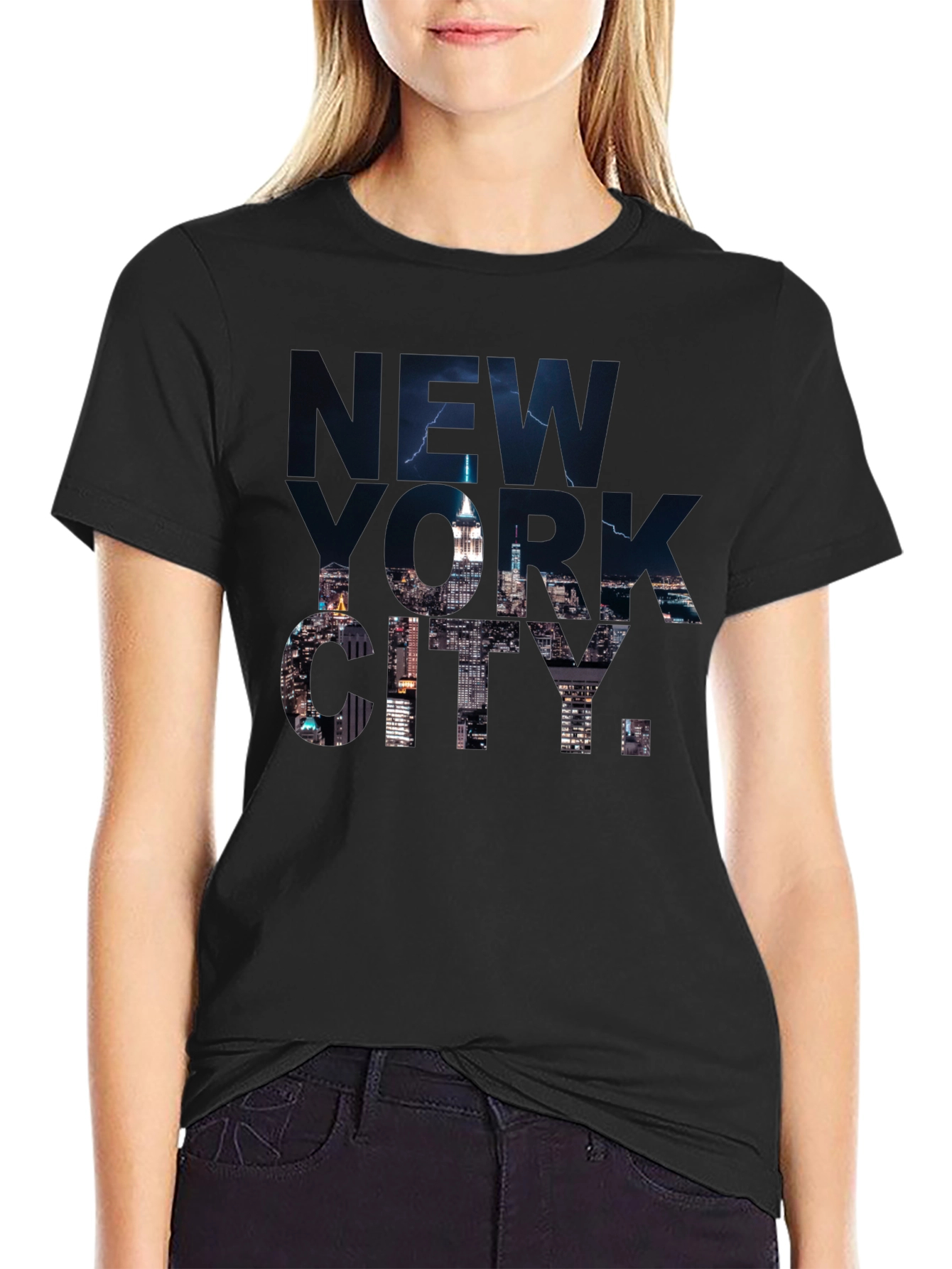 New York City Skyline Graphic Tee - Black