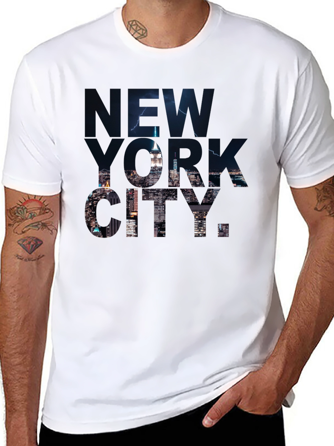 New York City Skyline Graphic Tee - Black