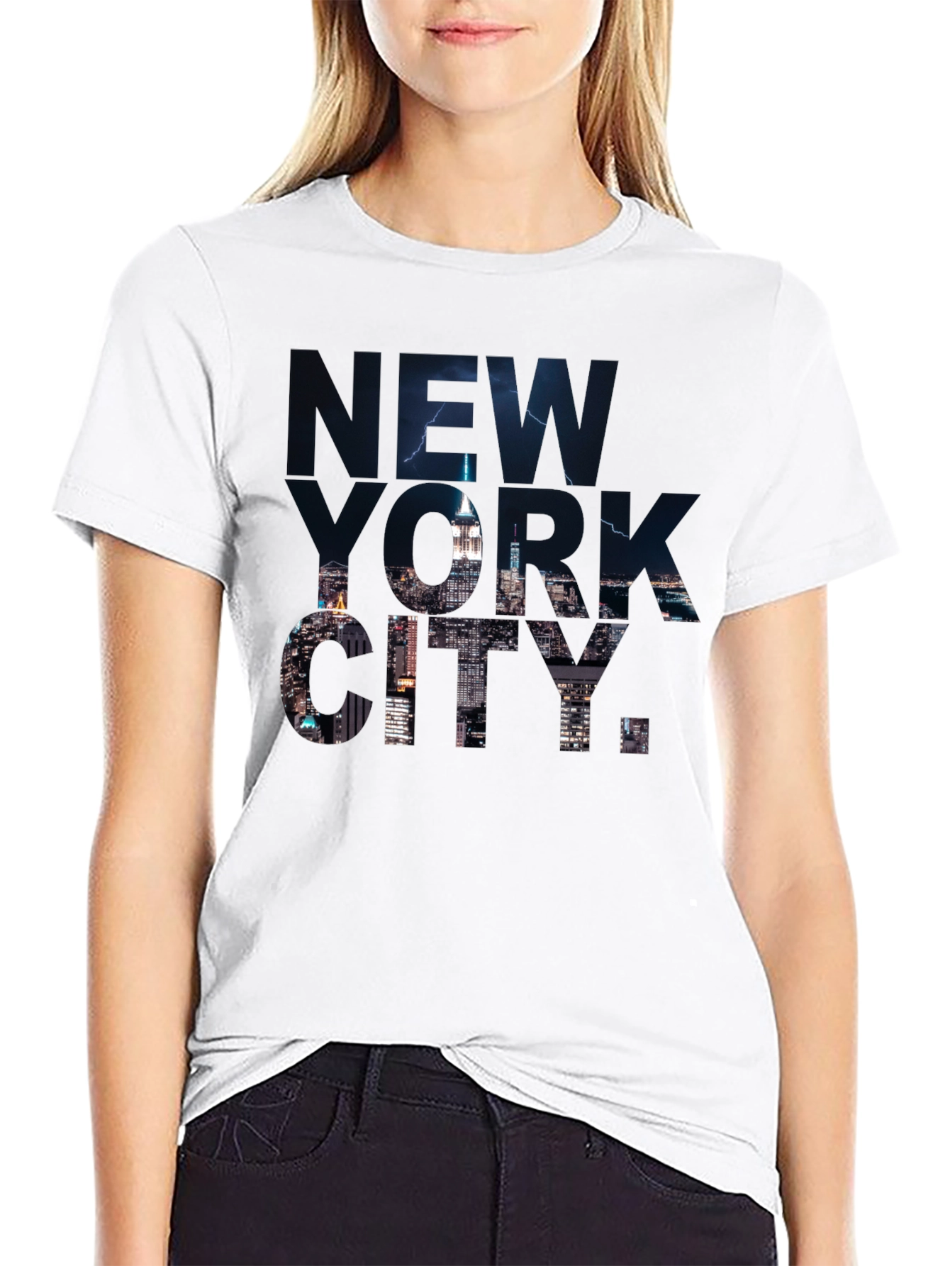 New York City Skyline Graphic Tee - Black