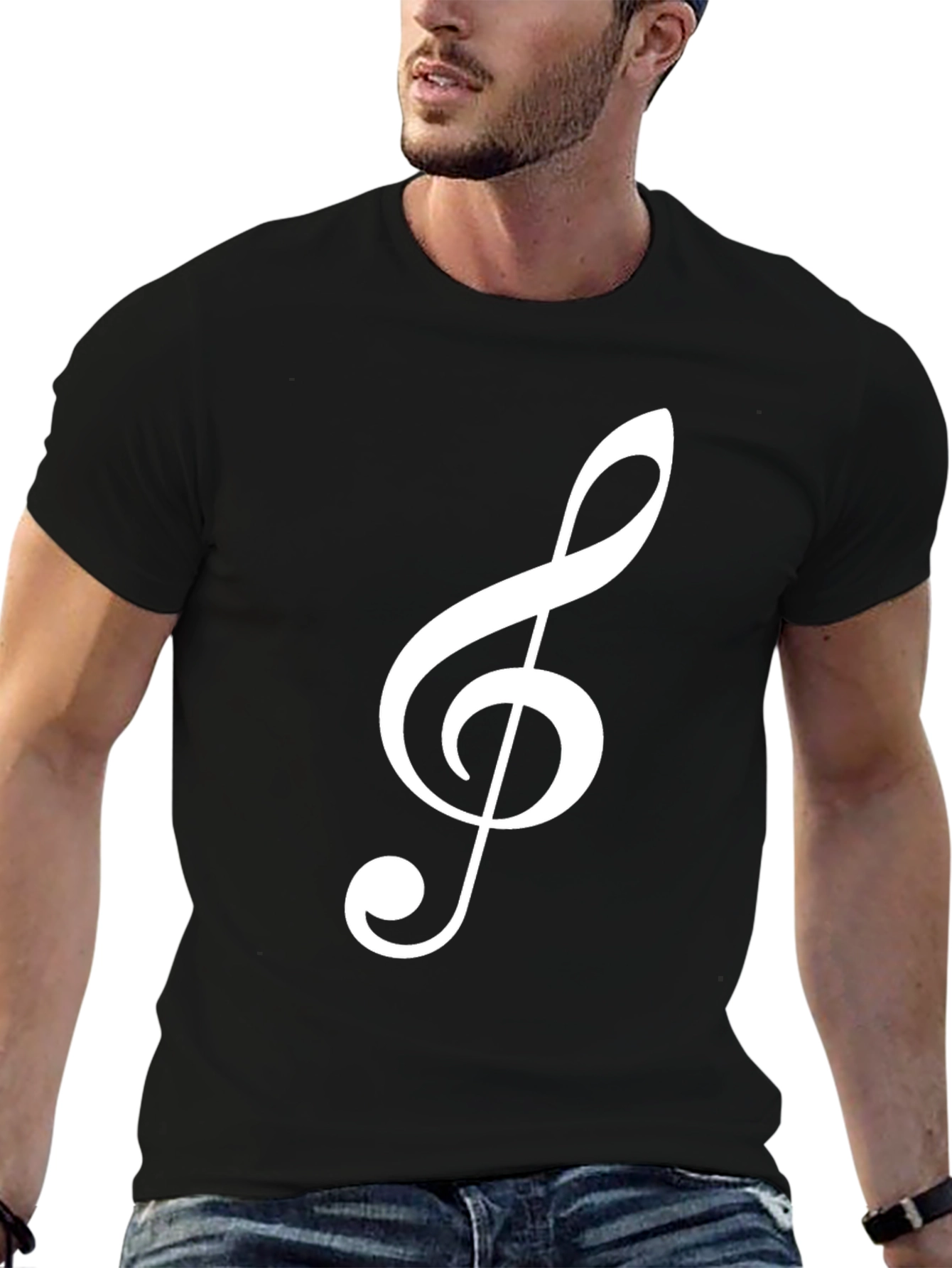 Musical Clef T-Shirt - Black Cotton