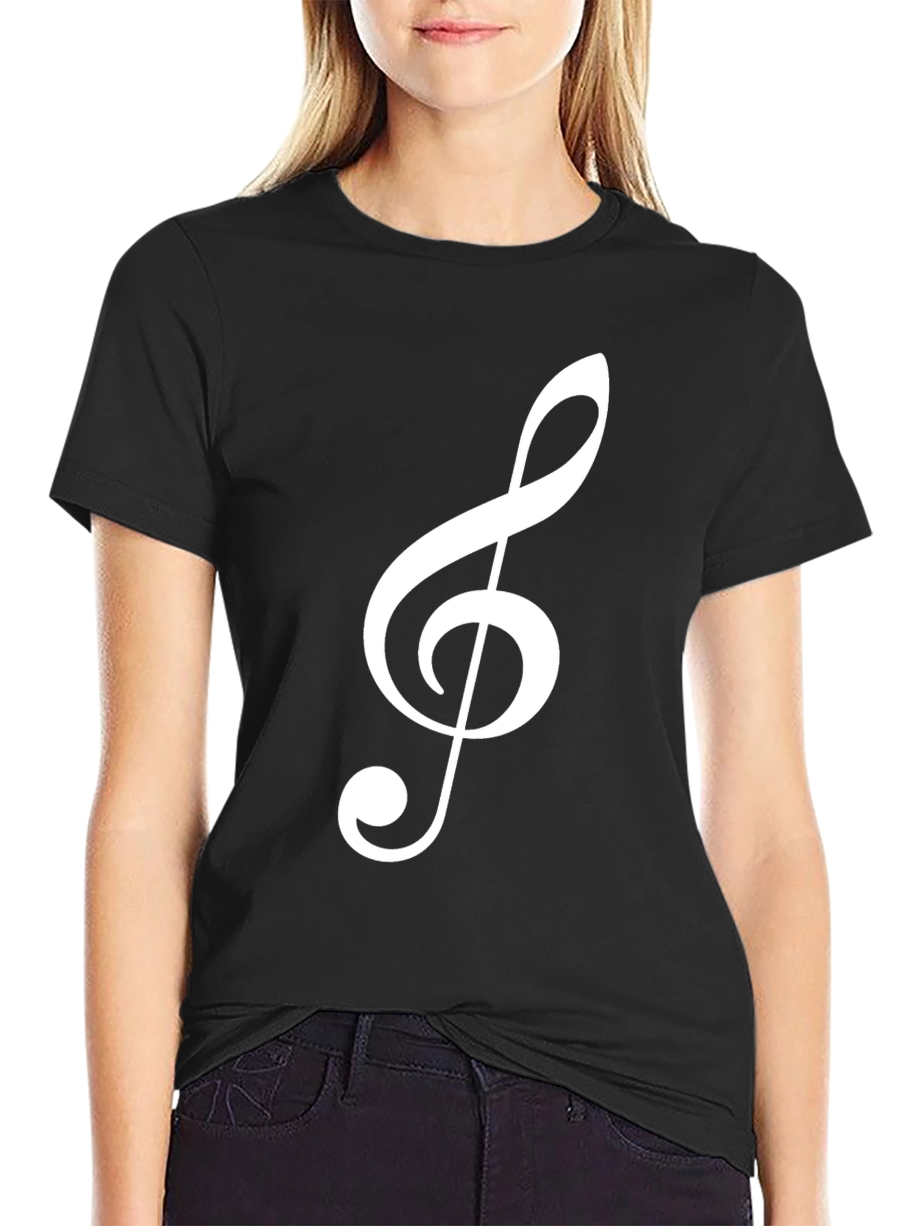 Musical Clef T-Shirt - Black Cotton