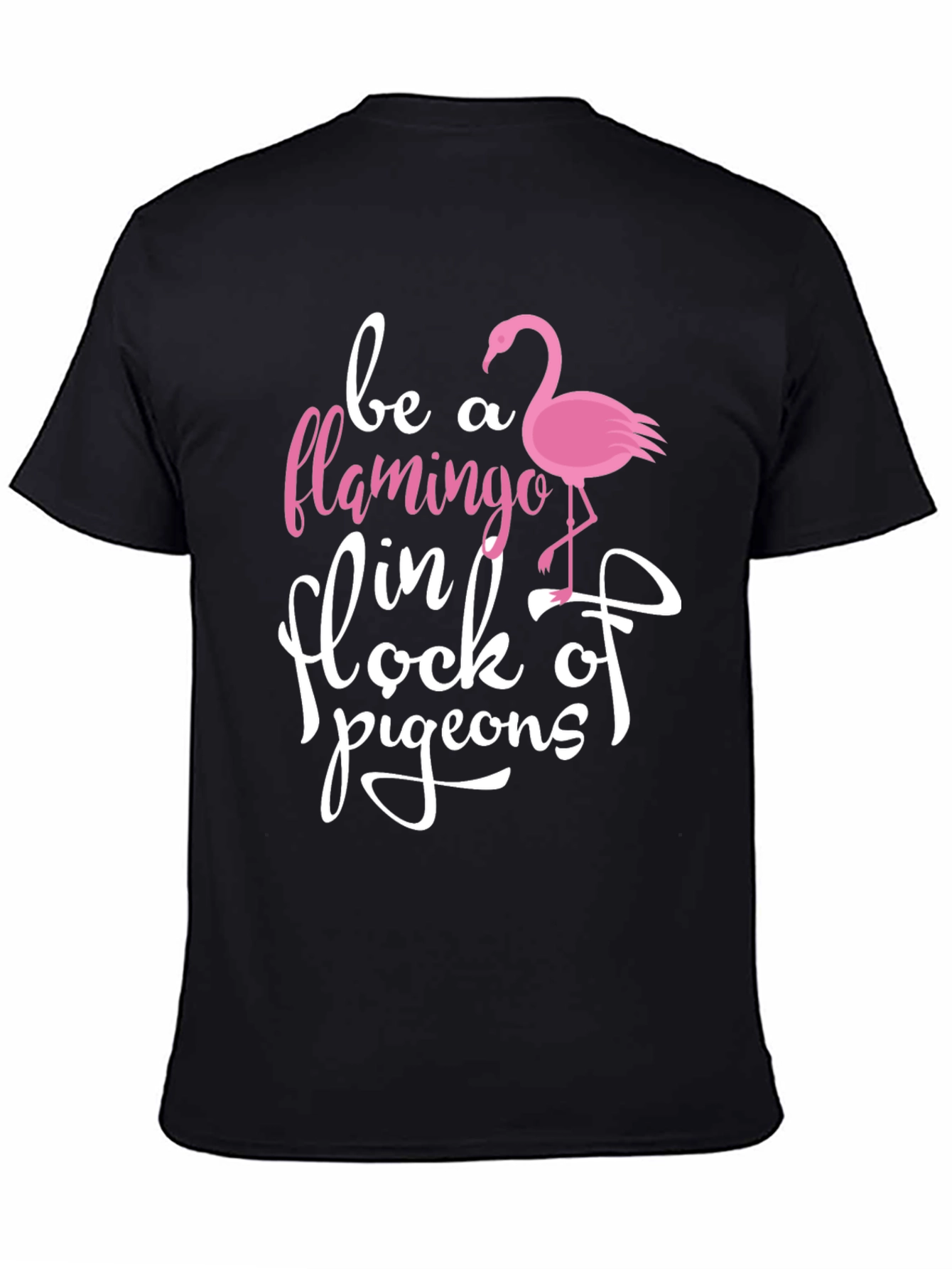 Be A Flamingo Graphic Print Black T-Shirt