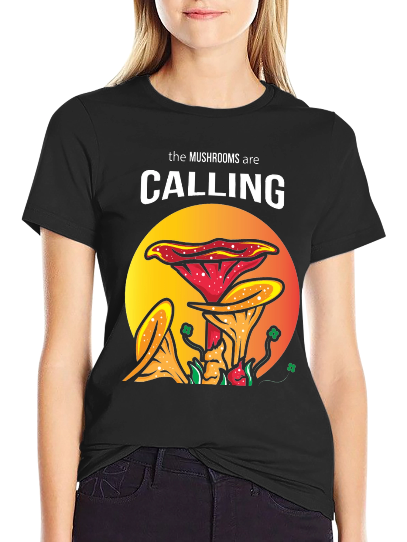 Mushroom Calling Graphic Tee - Funky Unisex T-Shirt