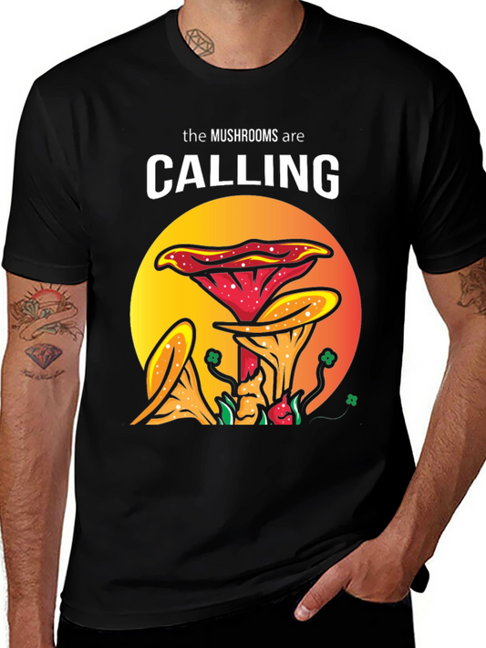 Mushroom Calling Graphic Tee - Funky Unisex T-Shirt