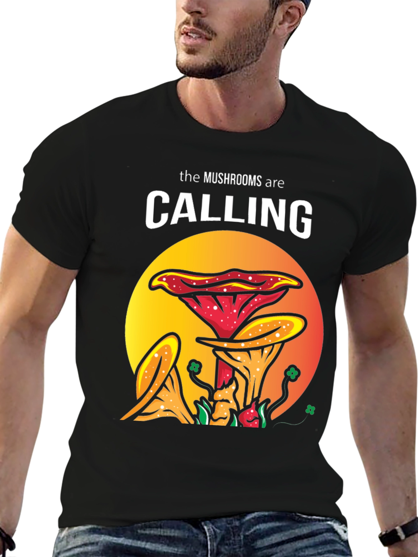 Mushroom Calling Graphic Tee - Funky Unisex T-Shirt