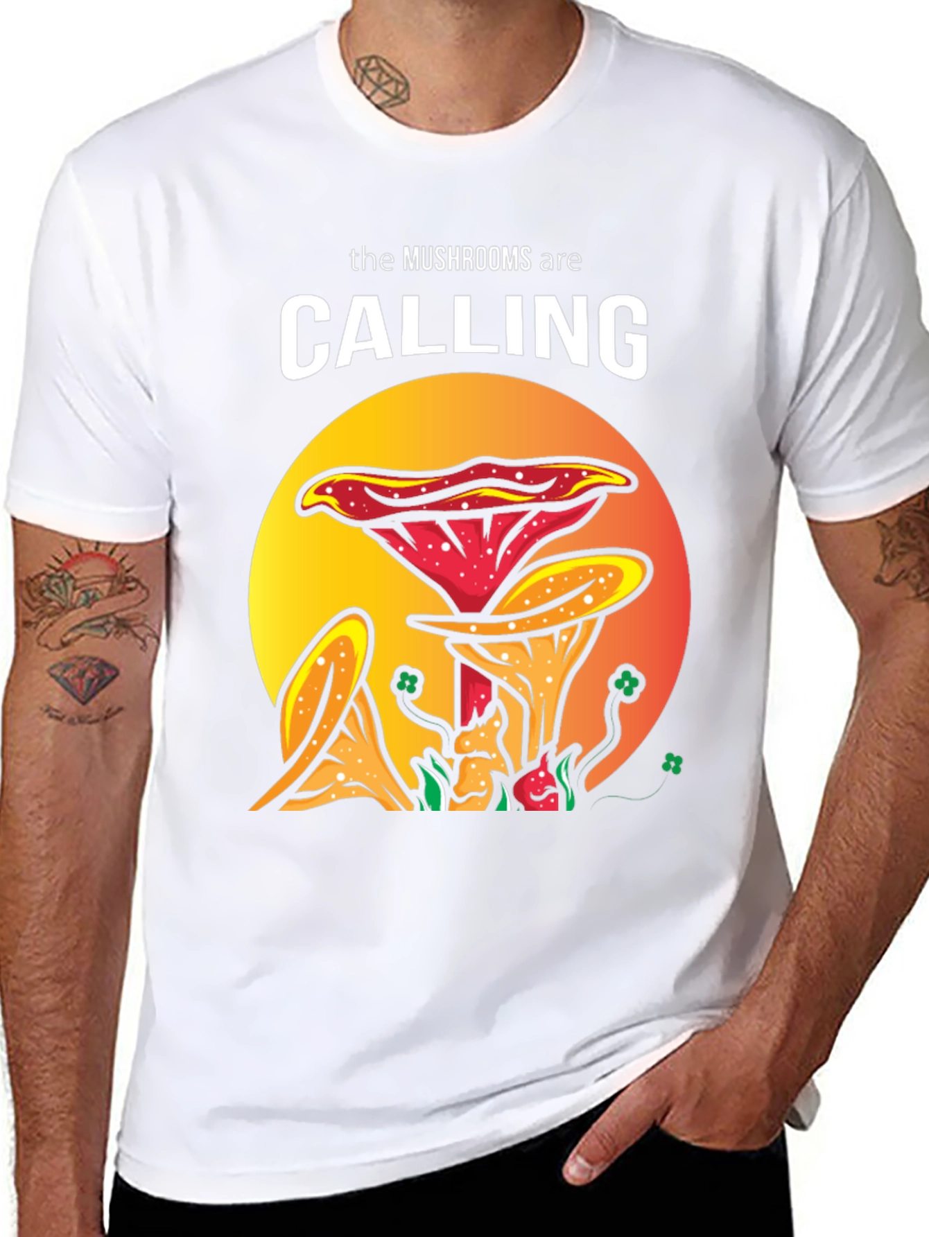 Mushroom Calling Graphic Tee - Funky Unisex T-Shirt