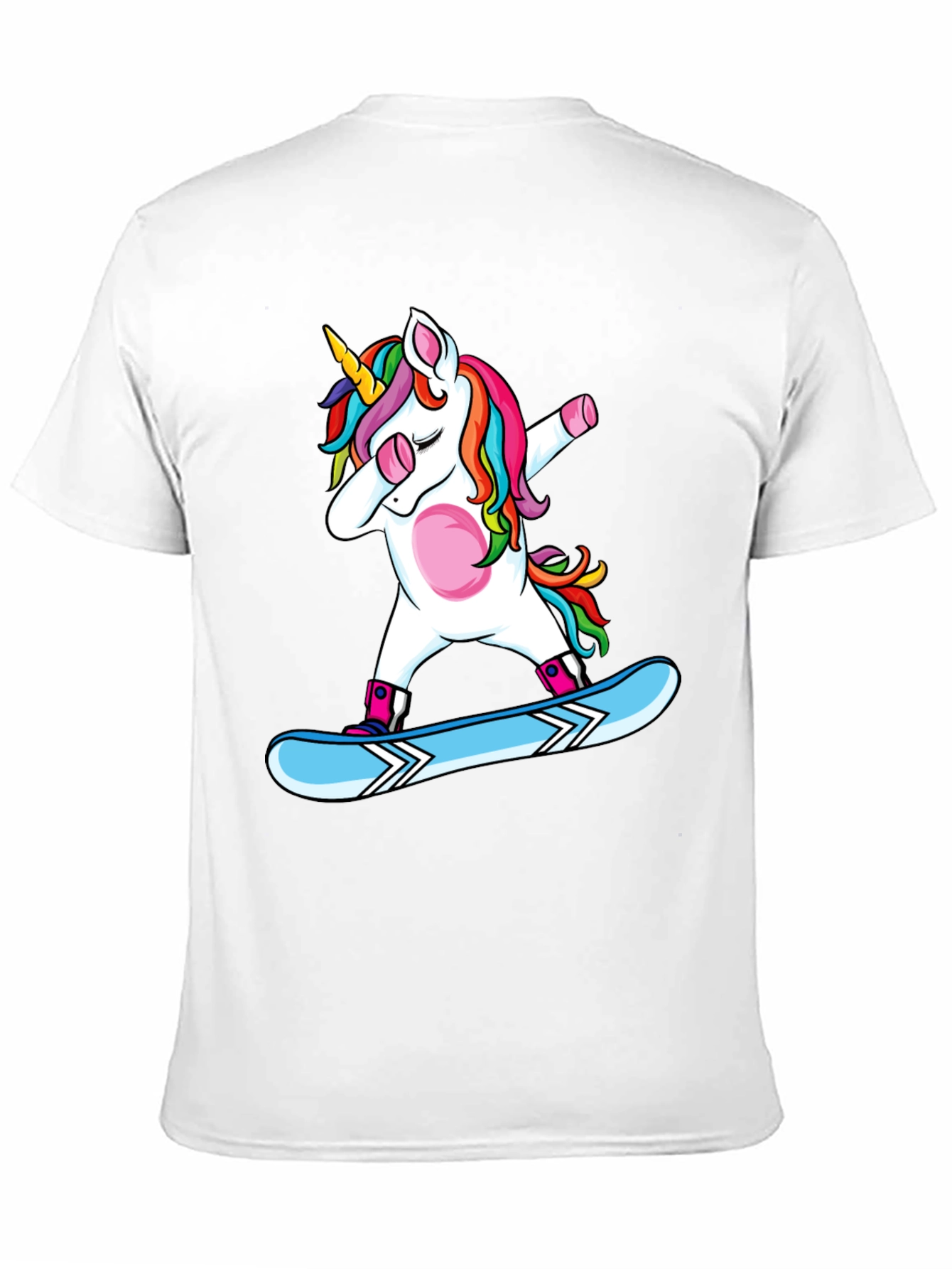 Dabbing Unicorn Snowboarding Black T-Shirt
