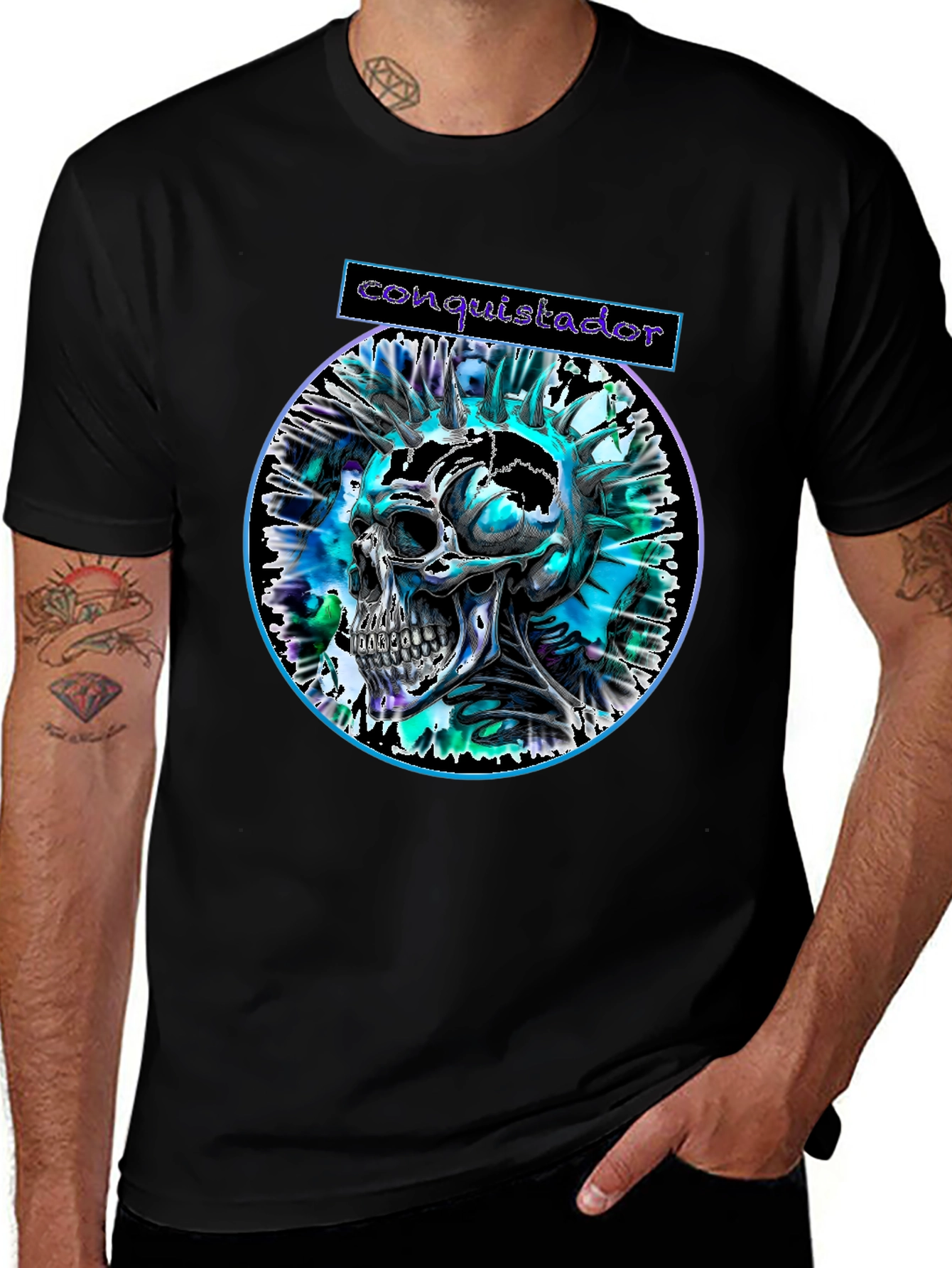 Conquistador Skull Graphic T-Shirt