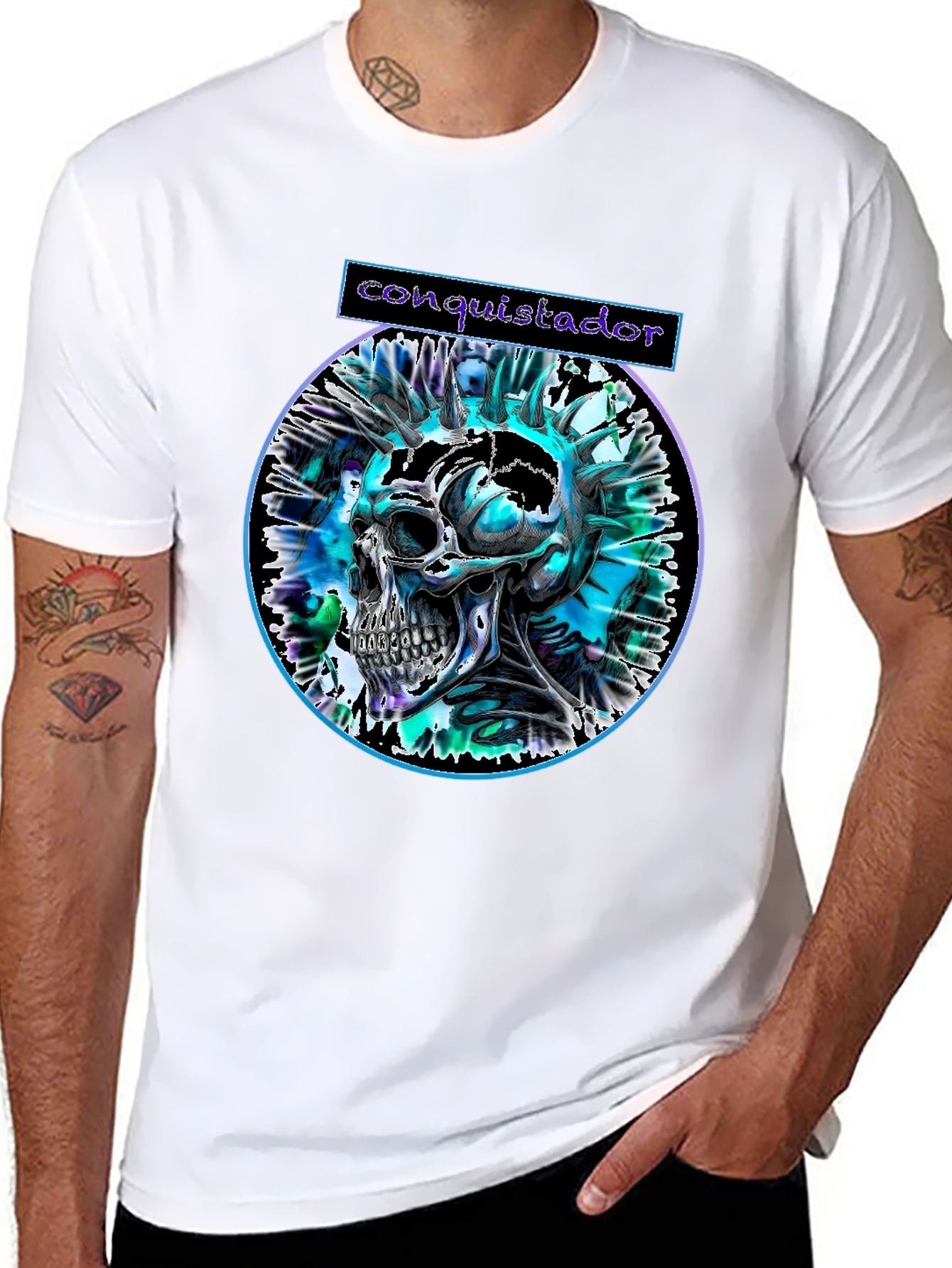 Conquistador Skull Graphic T-Shirt
