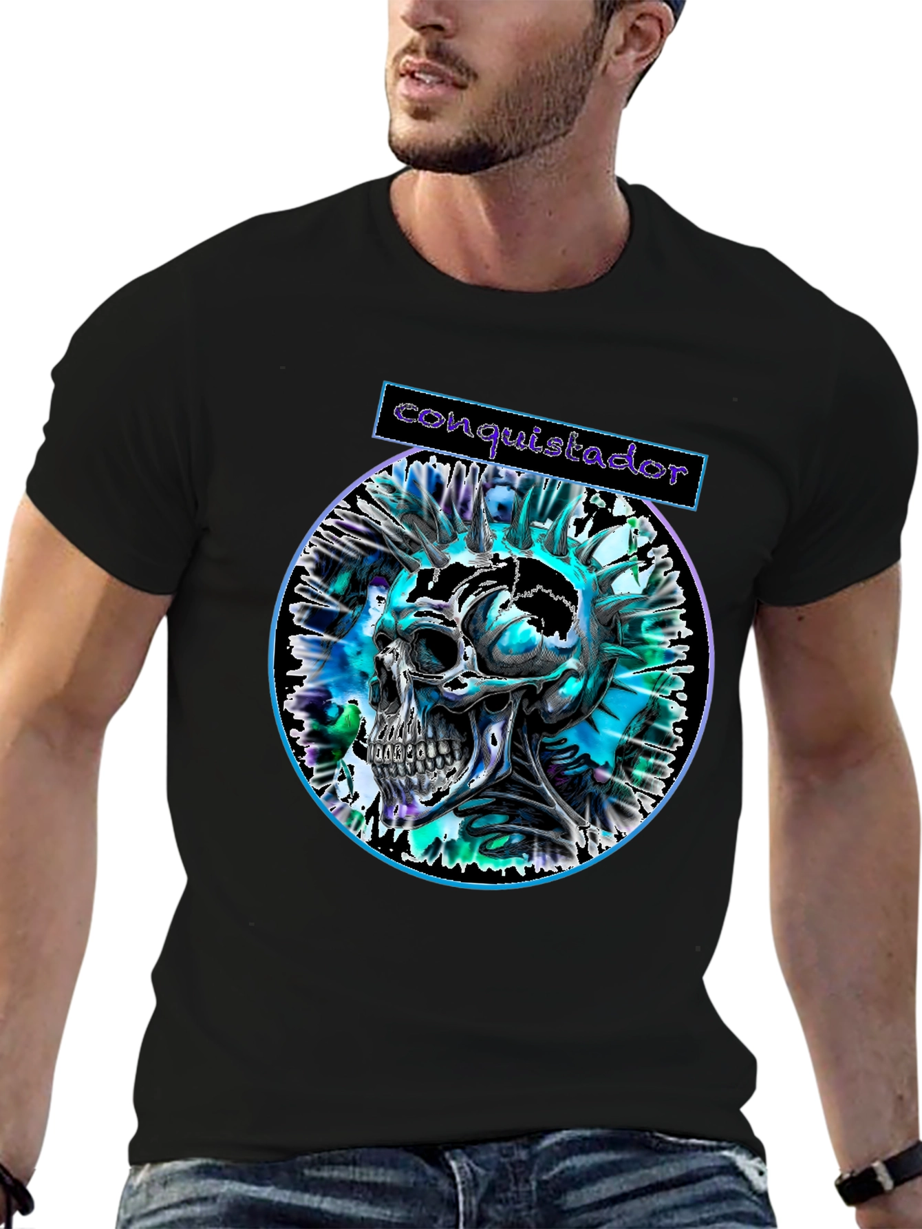 Conquistador Skull Graphic T-Shirt